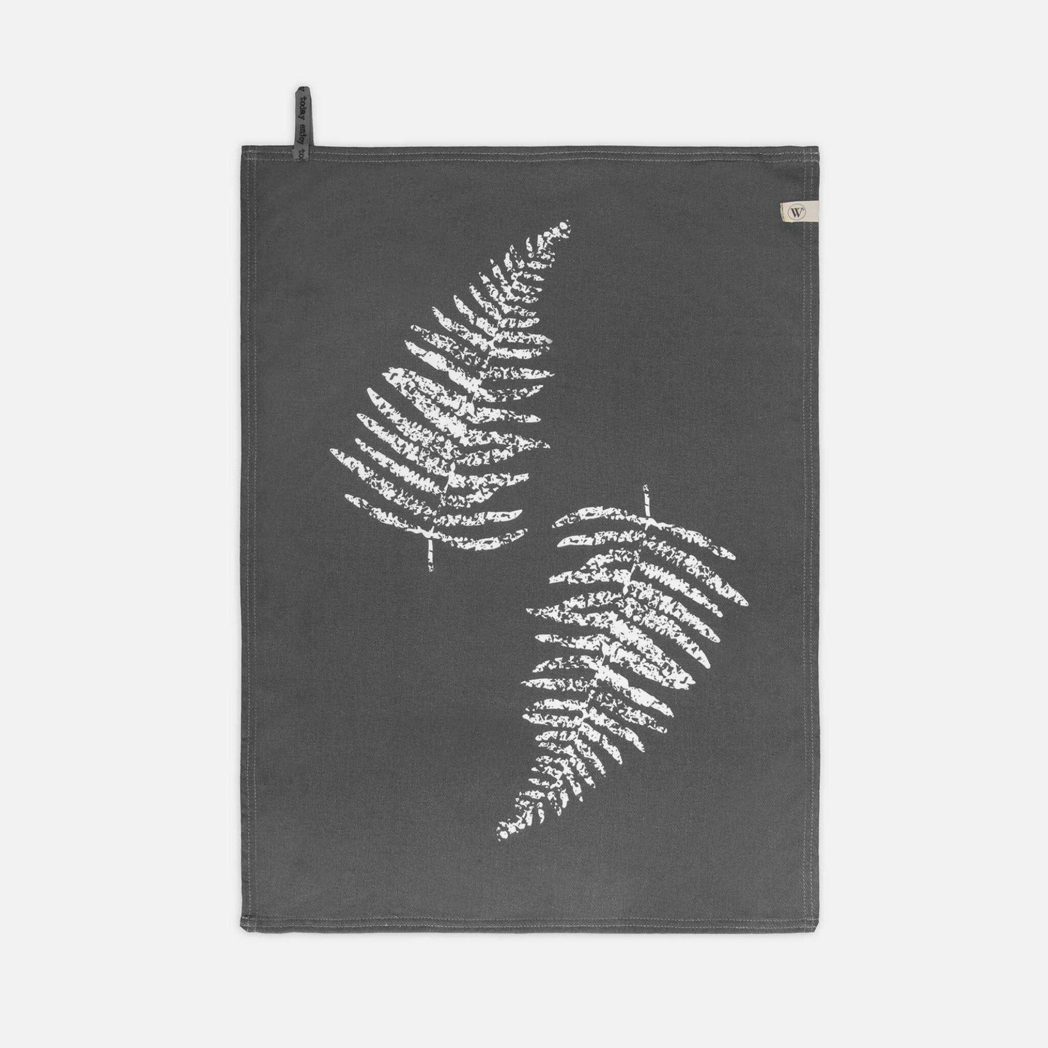 Theedoek Dry with Leaves Off Black 50x70