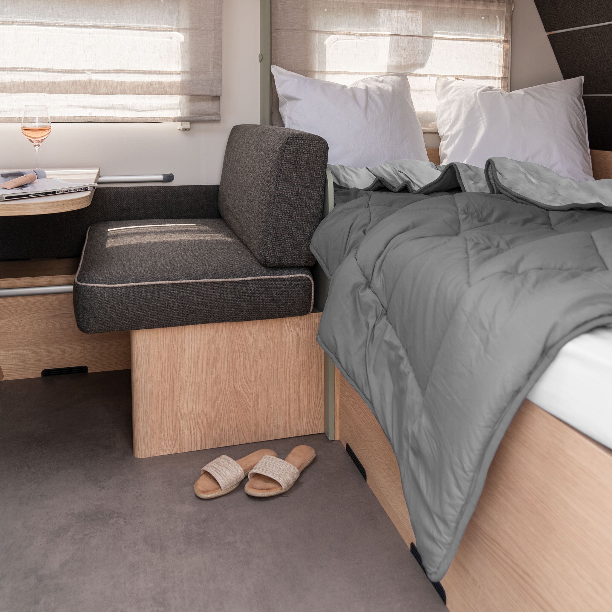 Wasbaar dekbed met vaste hoes Licht Grijs/Antraciet