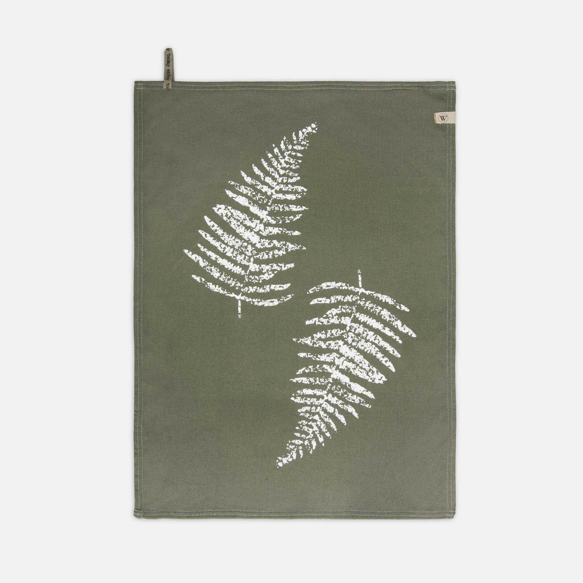 Theedoek Dry with Leaves Legergroen 50x70