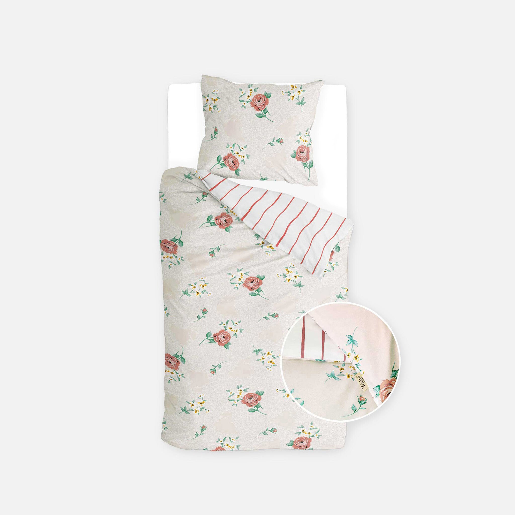 Dekbedovertrek Red Roses Off White