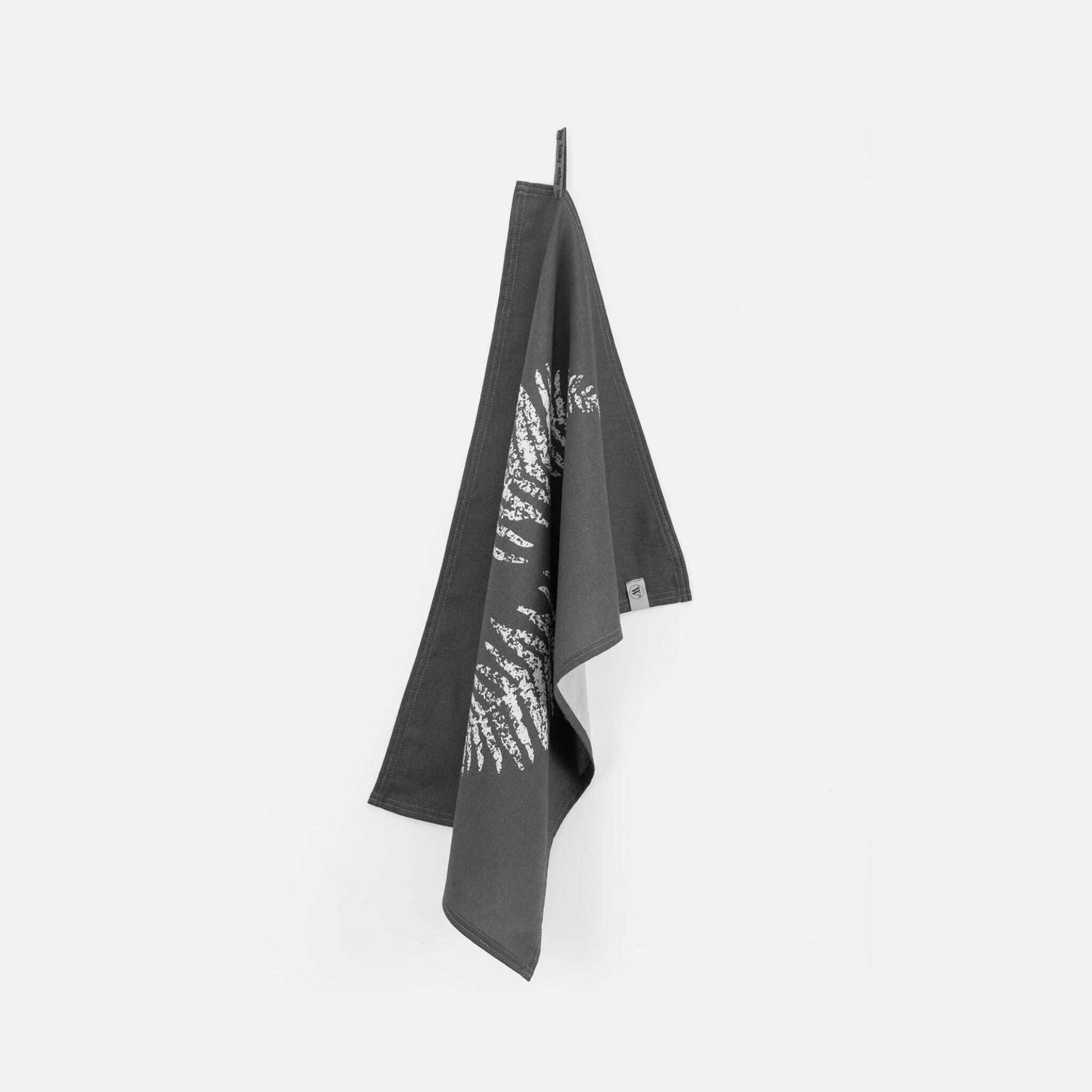 Theedoek Dry with Leaves Off Black 50x70