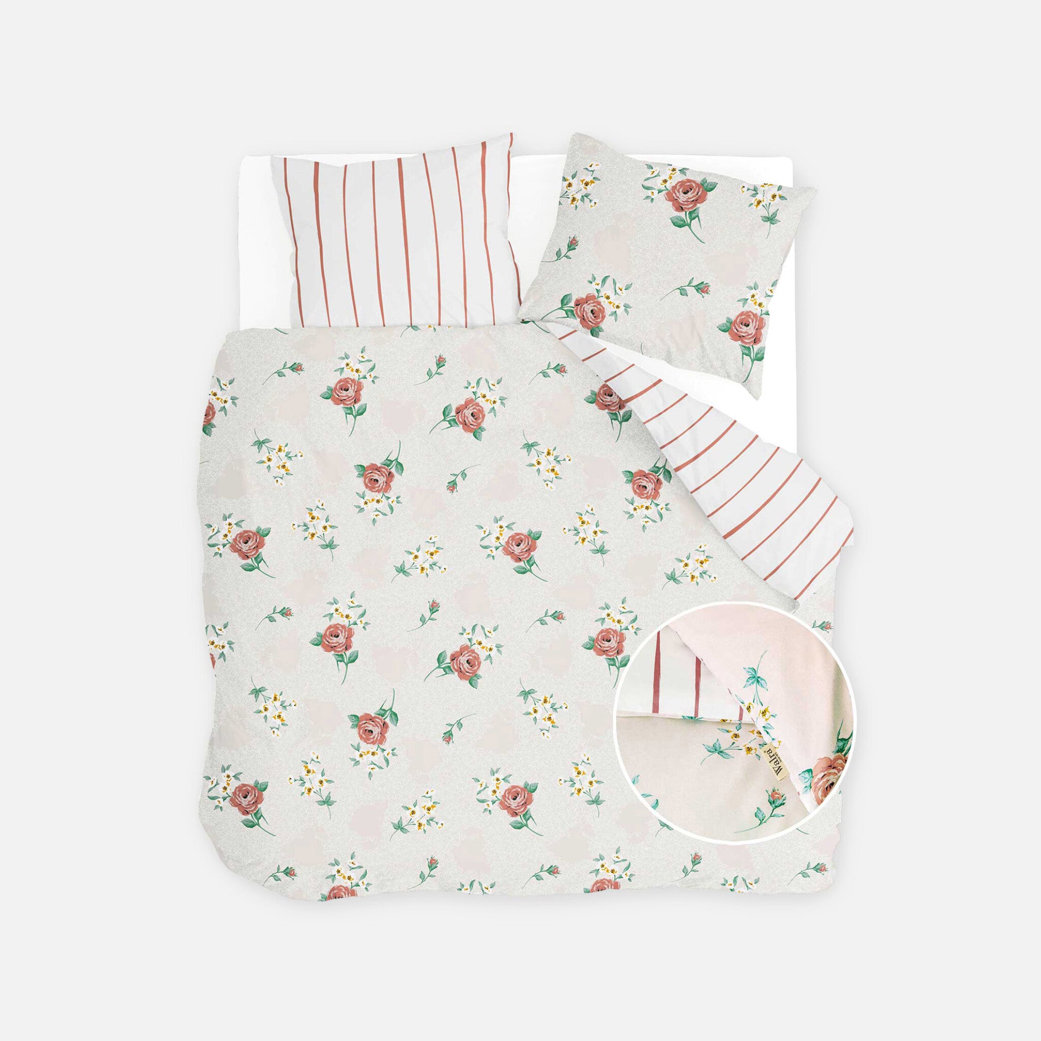 Dekbedovertrek Red Roses Off White