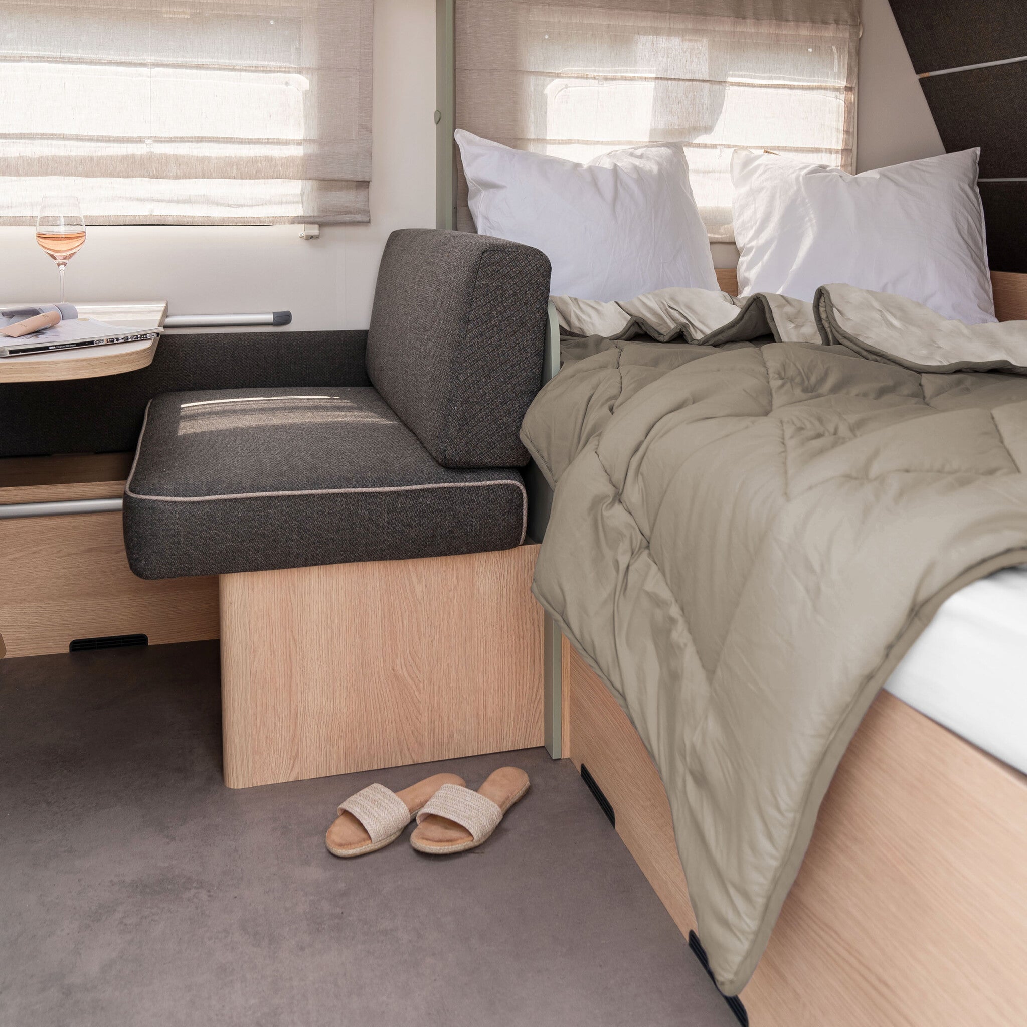 Wasbaar dekbed met vaste hoes Zand/Taupe