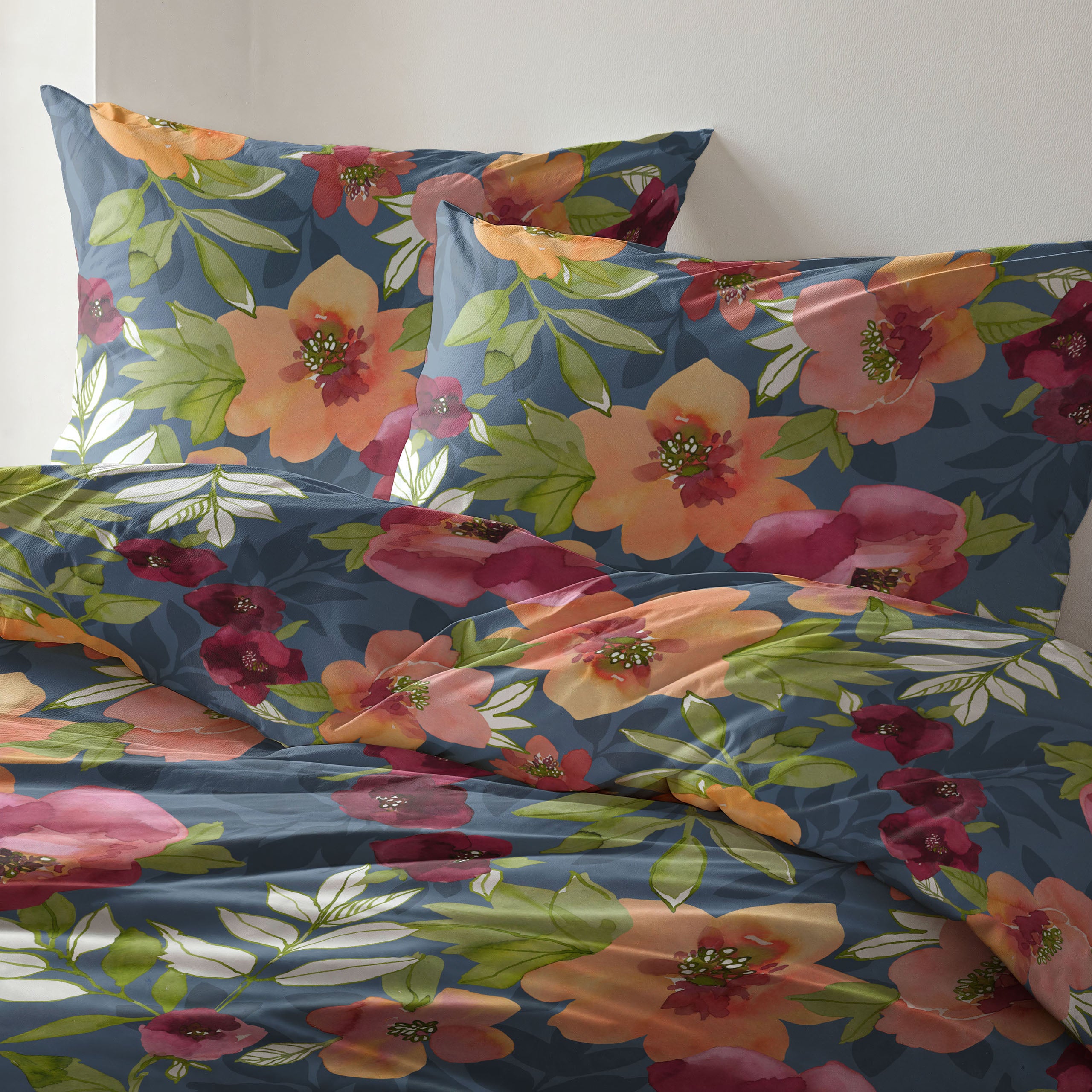 Byrklund - Dekbedovertrek Flowering Peonies - Blauw