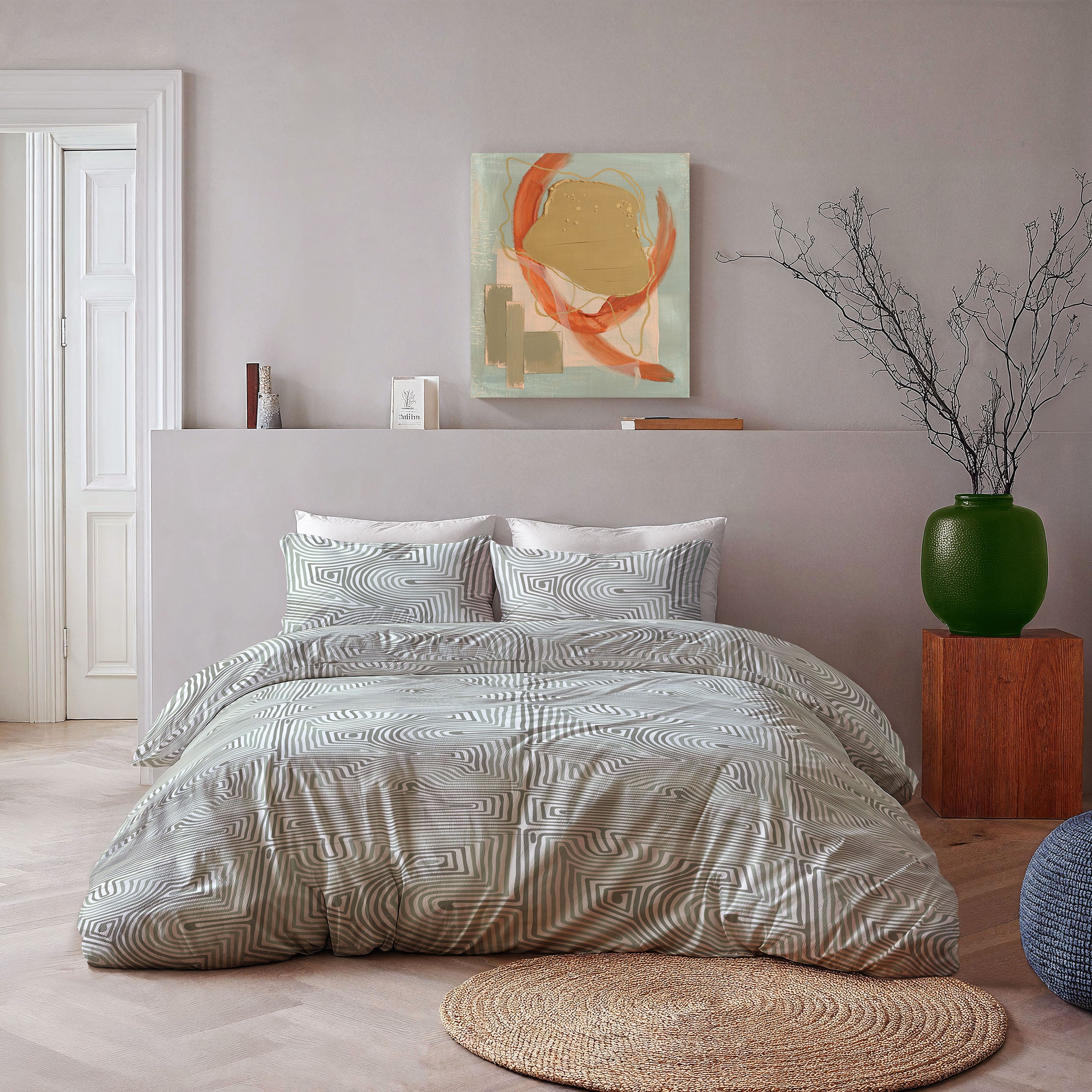 Byrklund Dekbedovertrek Lagoon Lines - 100% katoen - Groen