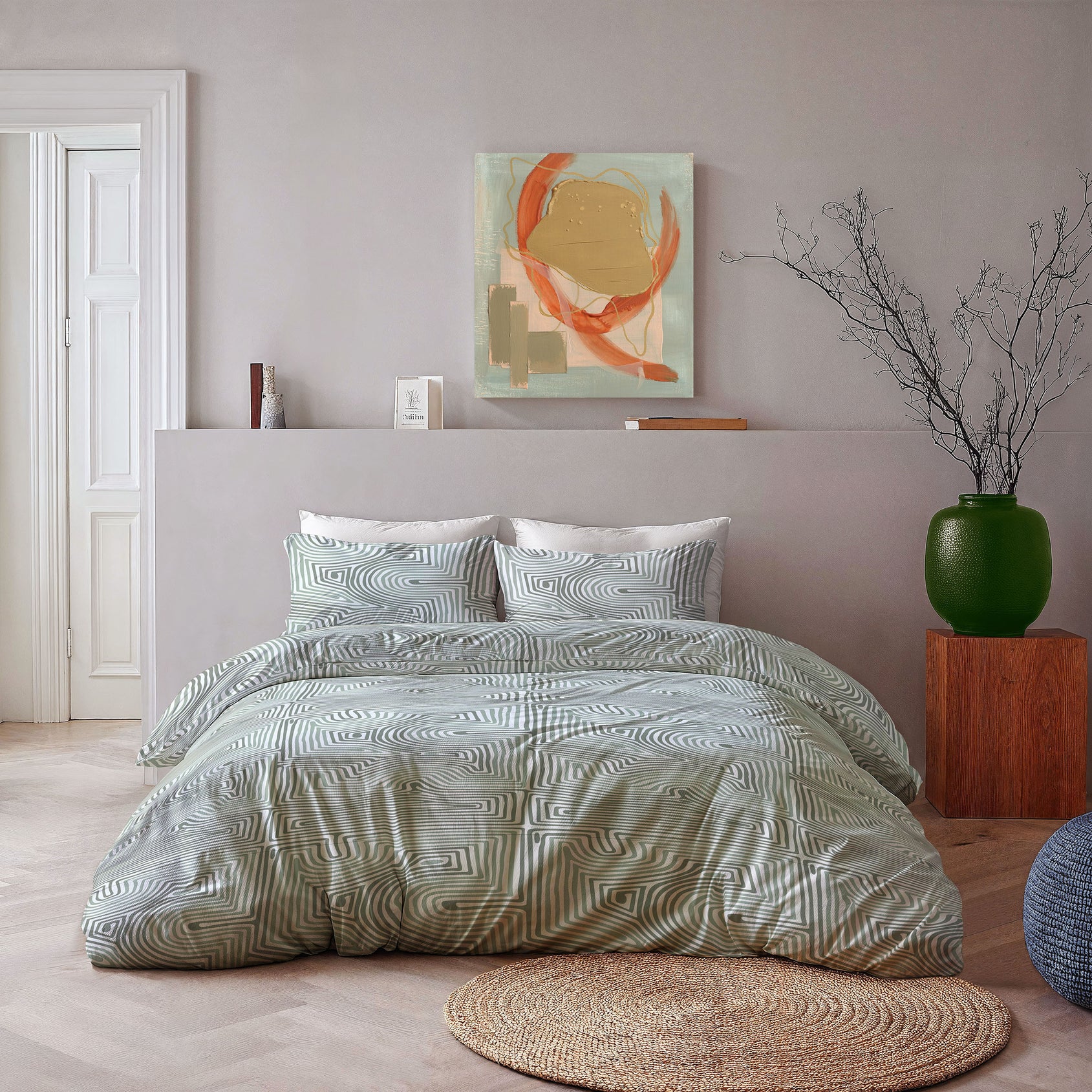 Byrklund Dekbedovertrek Lagoon Lines - 100% katoen - Groen