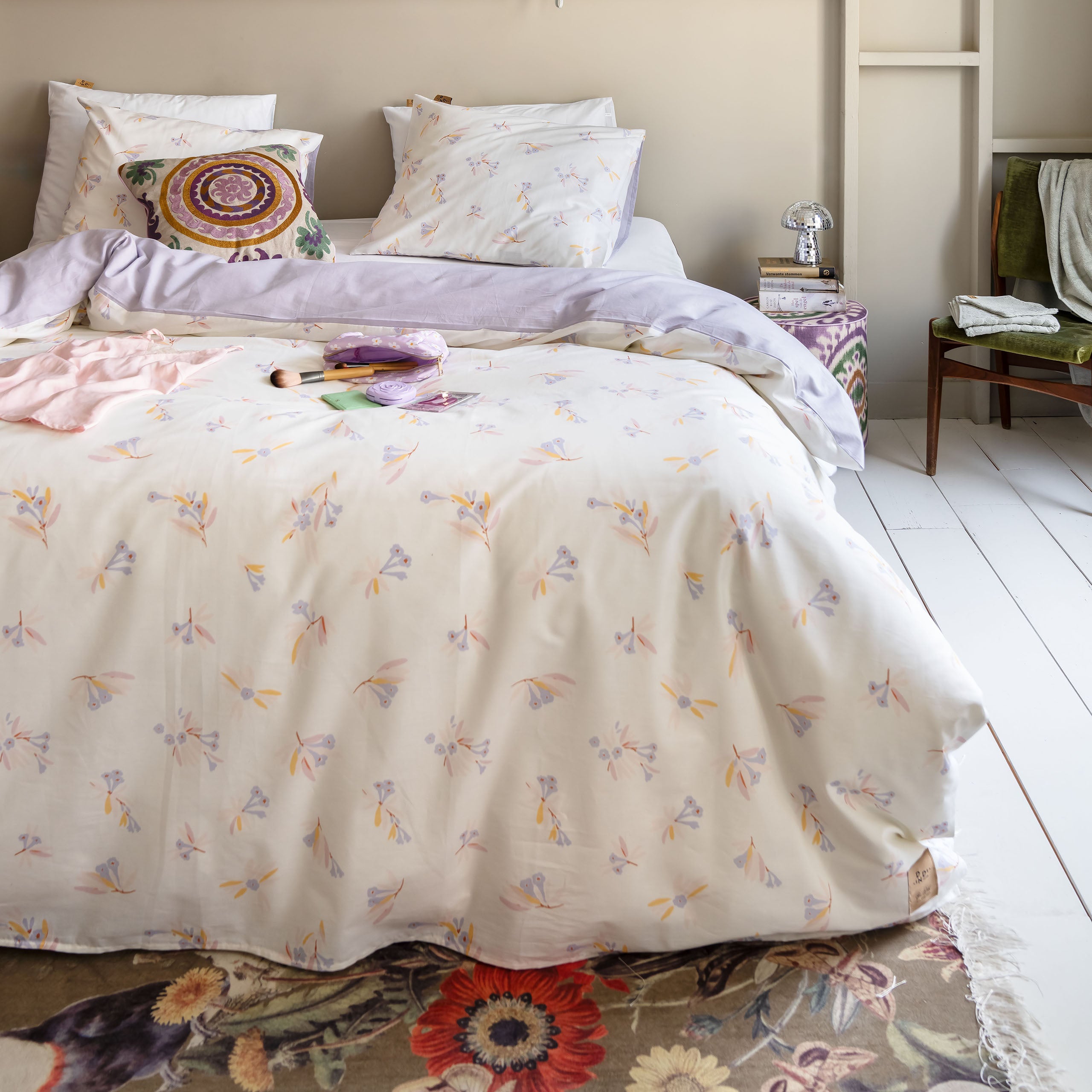 Dekbedovertrek Flower Escape Off White / Lila