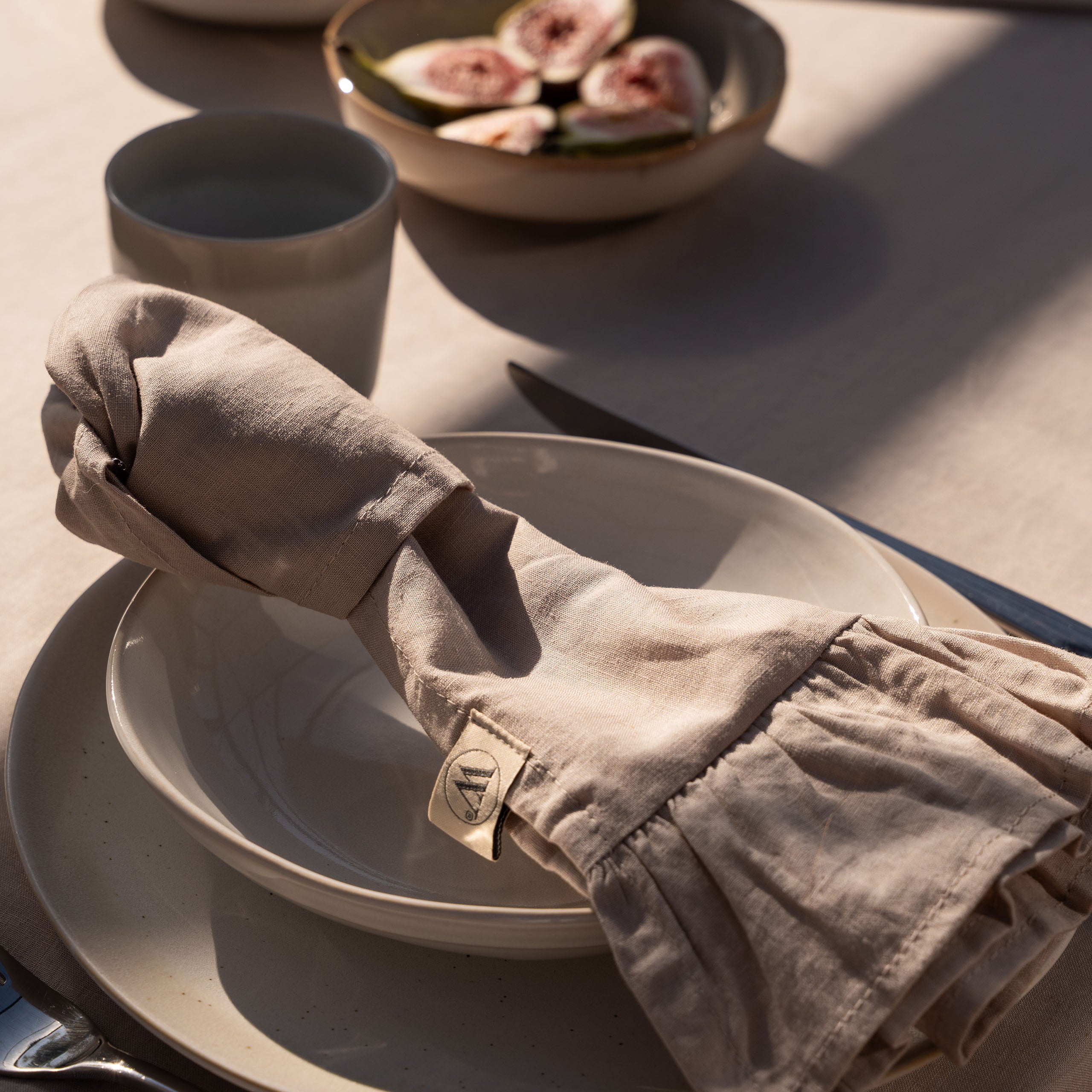 Servet Set Lovely Linen Ruffles Naturel 4x 40x40