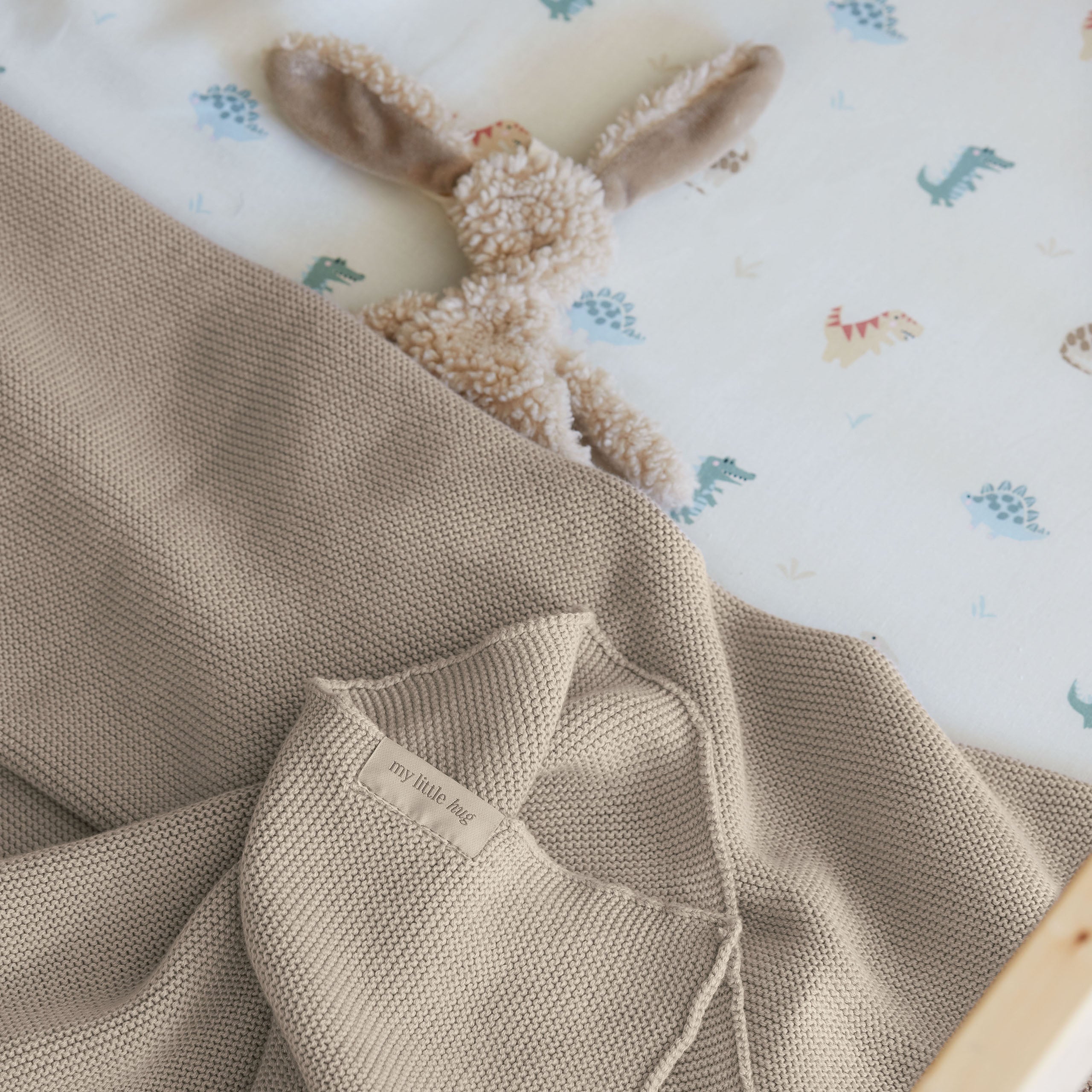 Ledikantdeken gebreid Beige