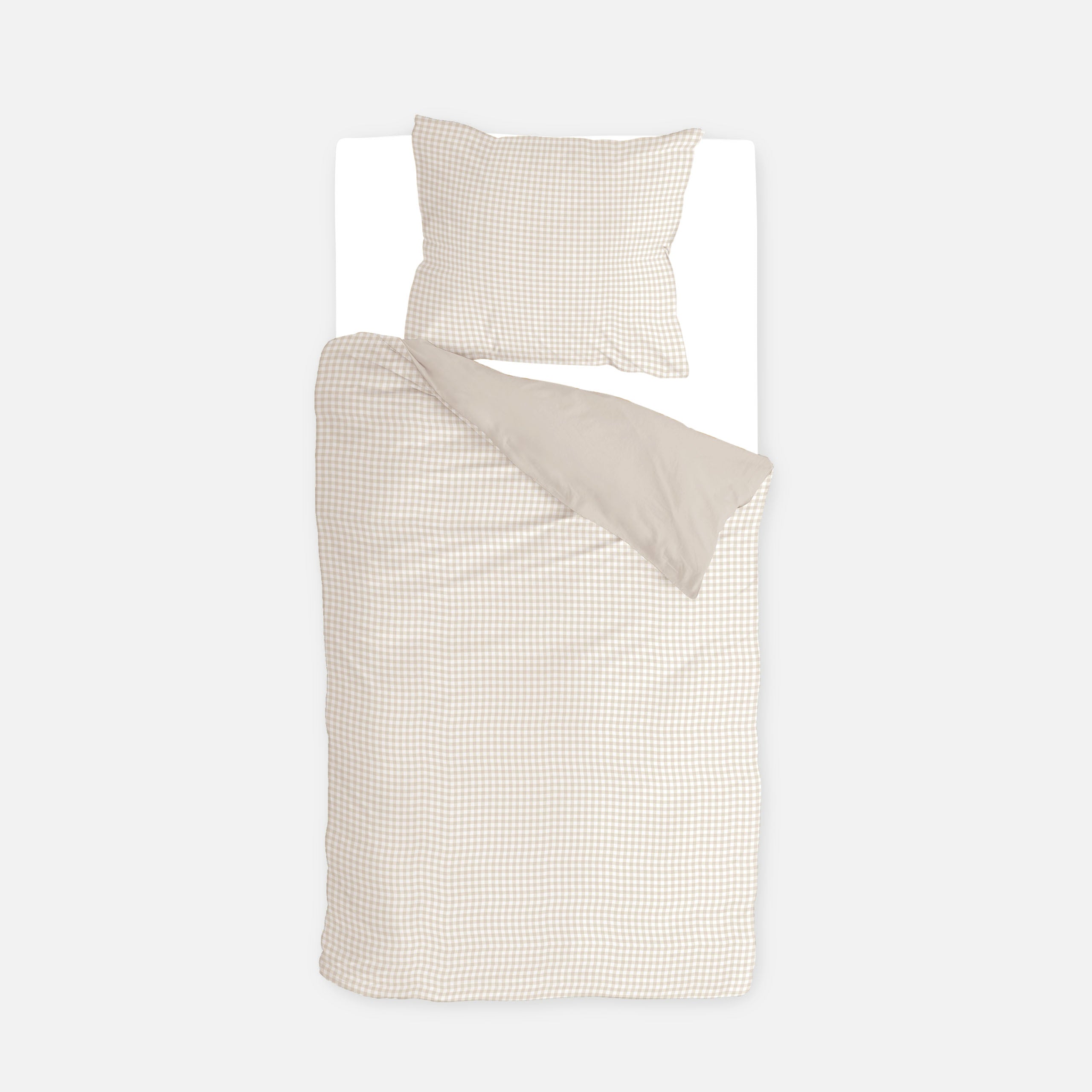 Peuterdekbedovertrek Mini Checkmates Beige