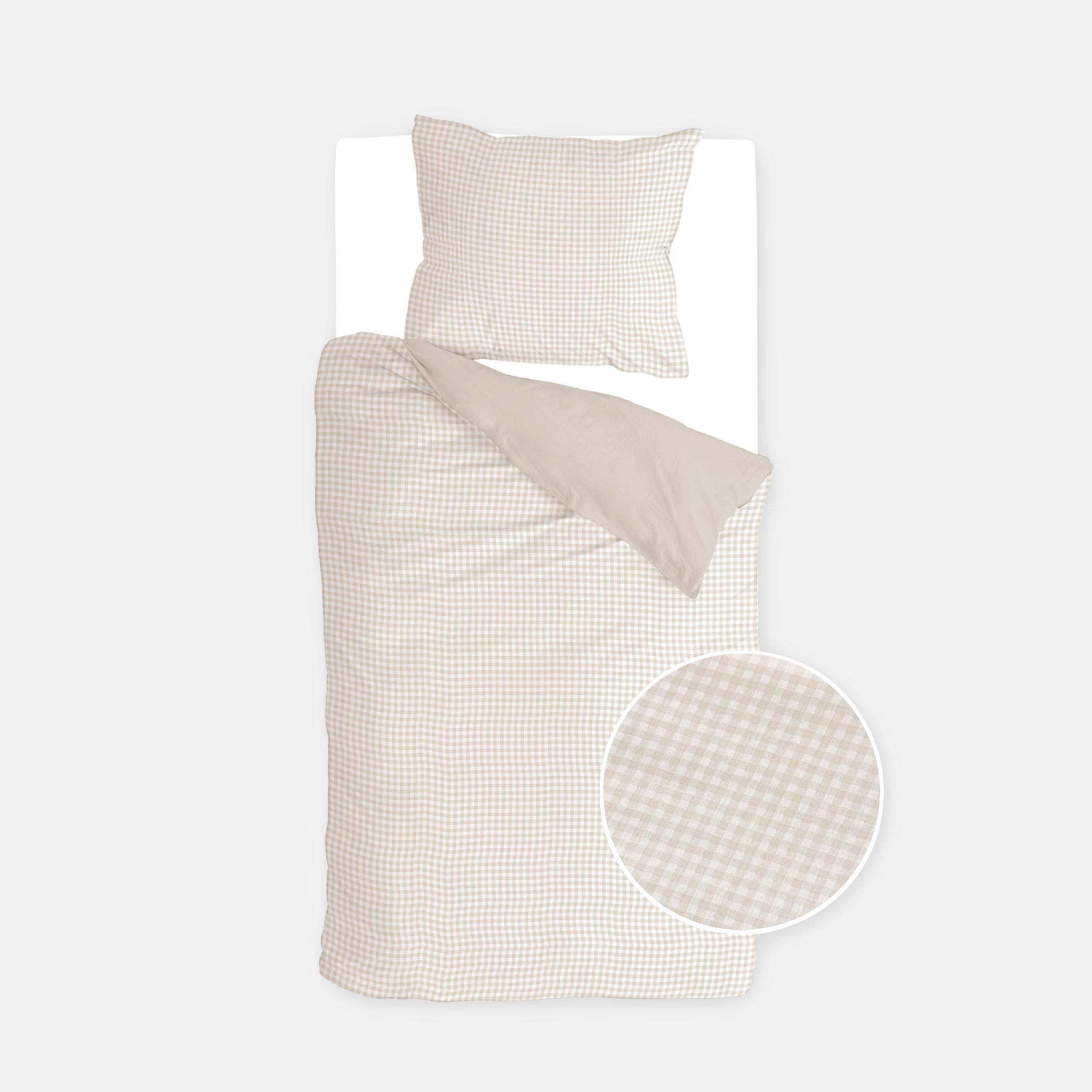 Kinderdekbedovertrek Mini Checkmates Beige