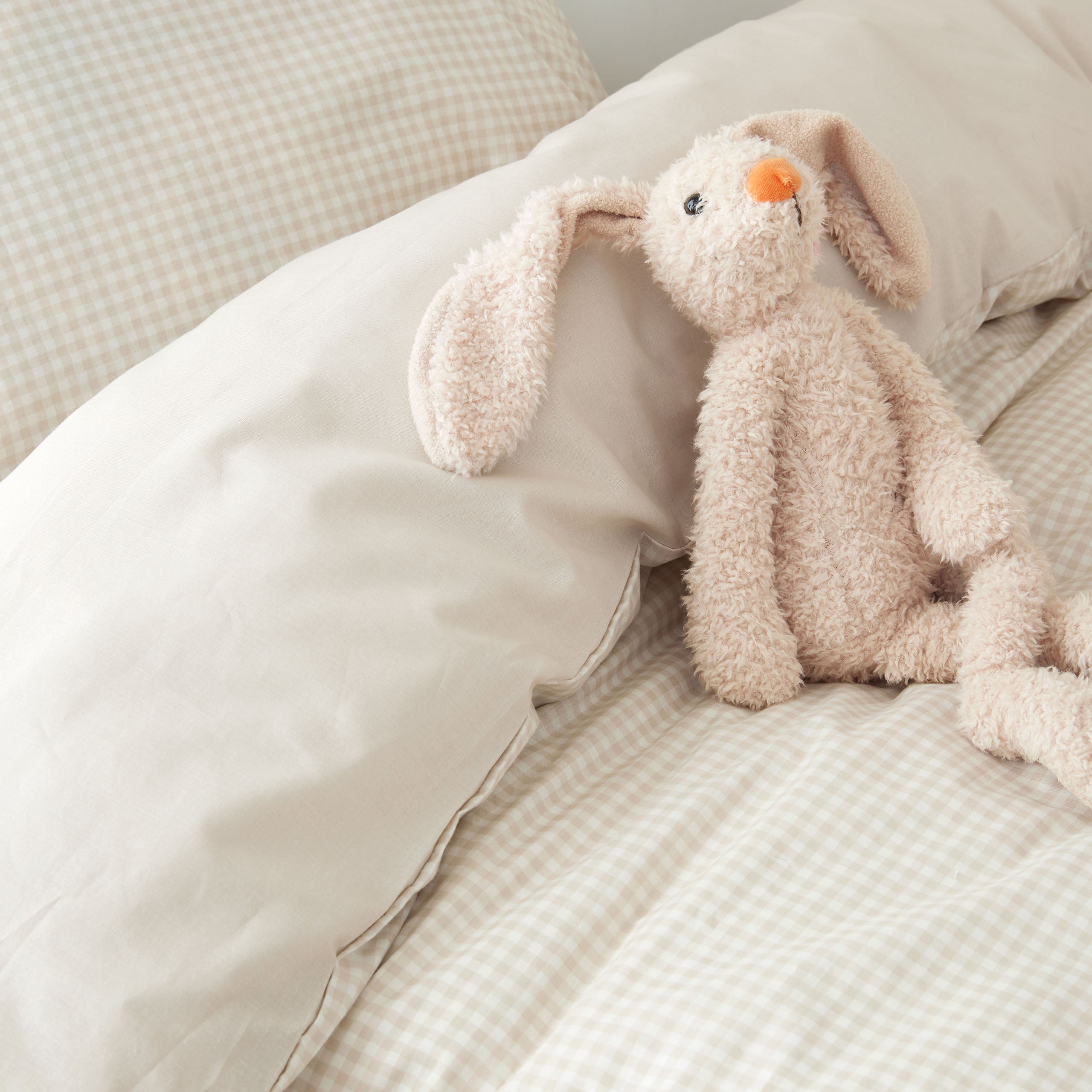 Kinderdekbedovertrek Mini Checkmates Beige