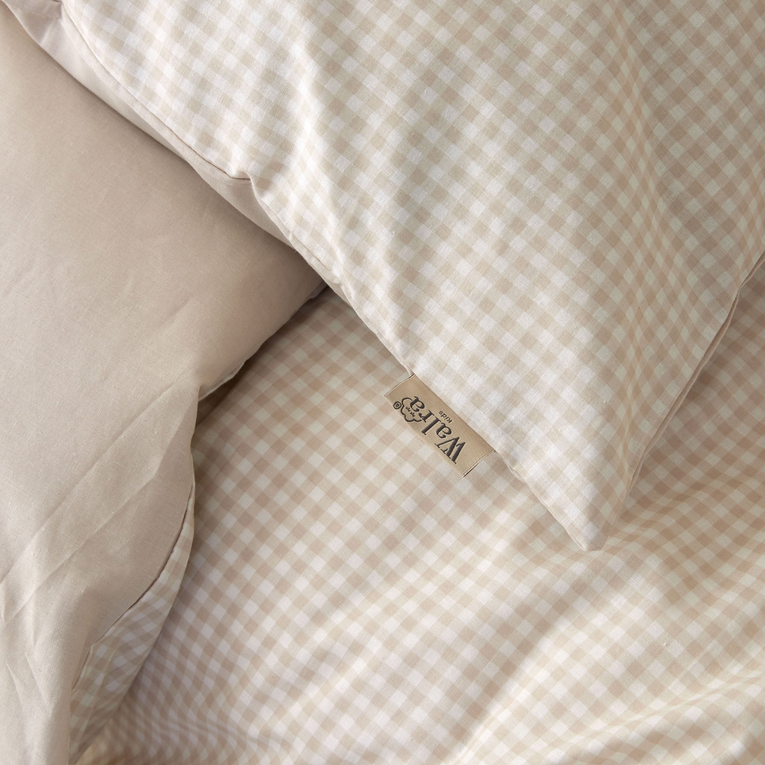 Kinderdekbedovertrek Mini Checkmates Beige