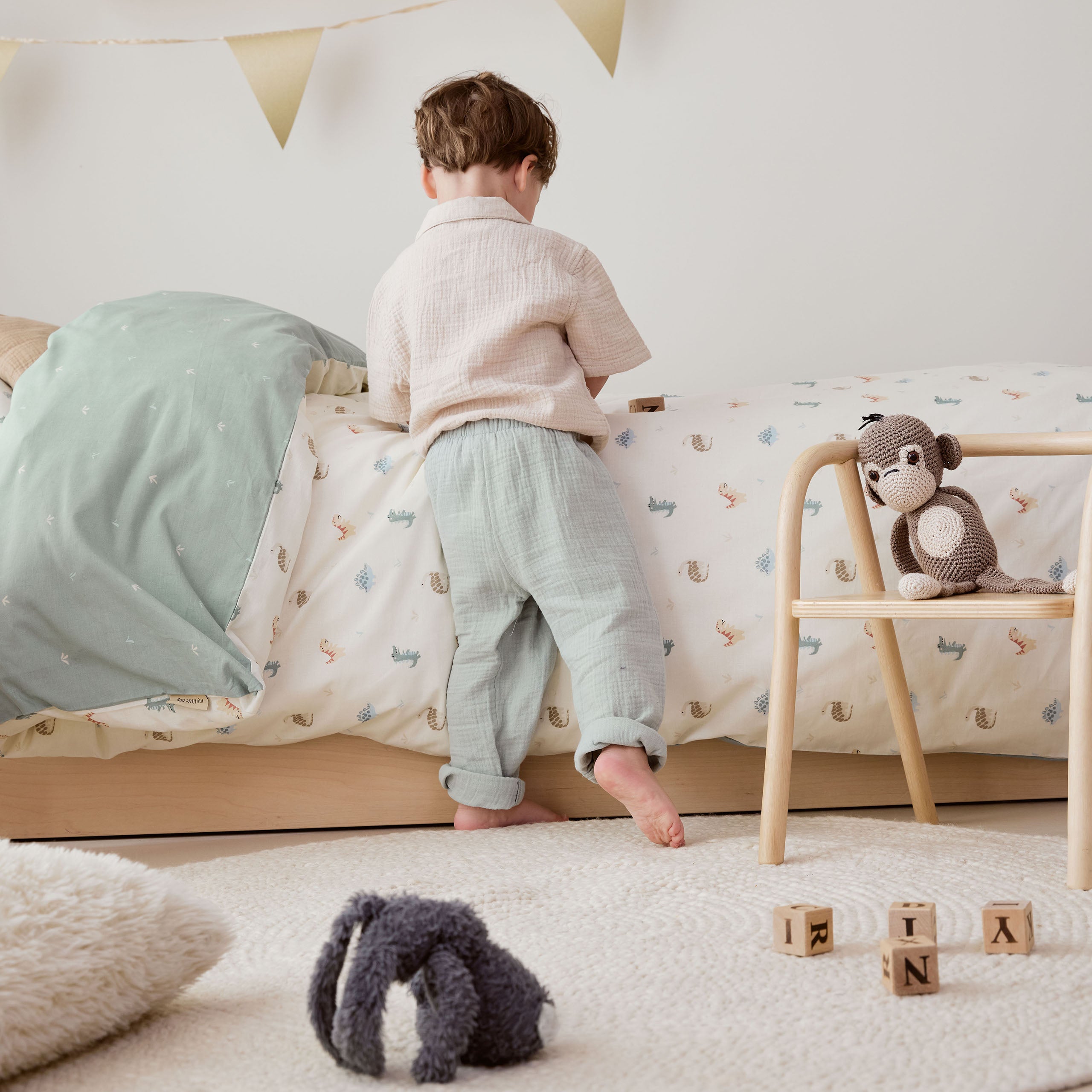 Kinderdekbedovertrek Tiny Saurus Groen