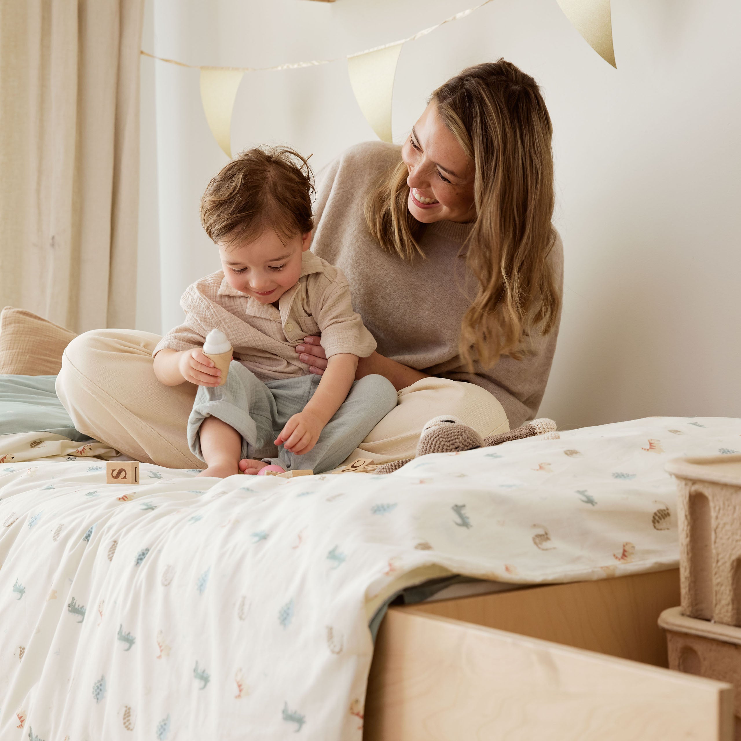 Kinderdekbedovertrek Tiny Saurus Groen