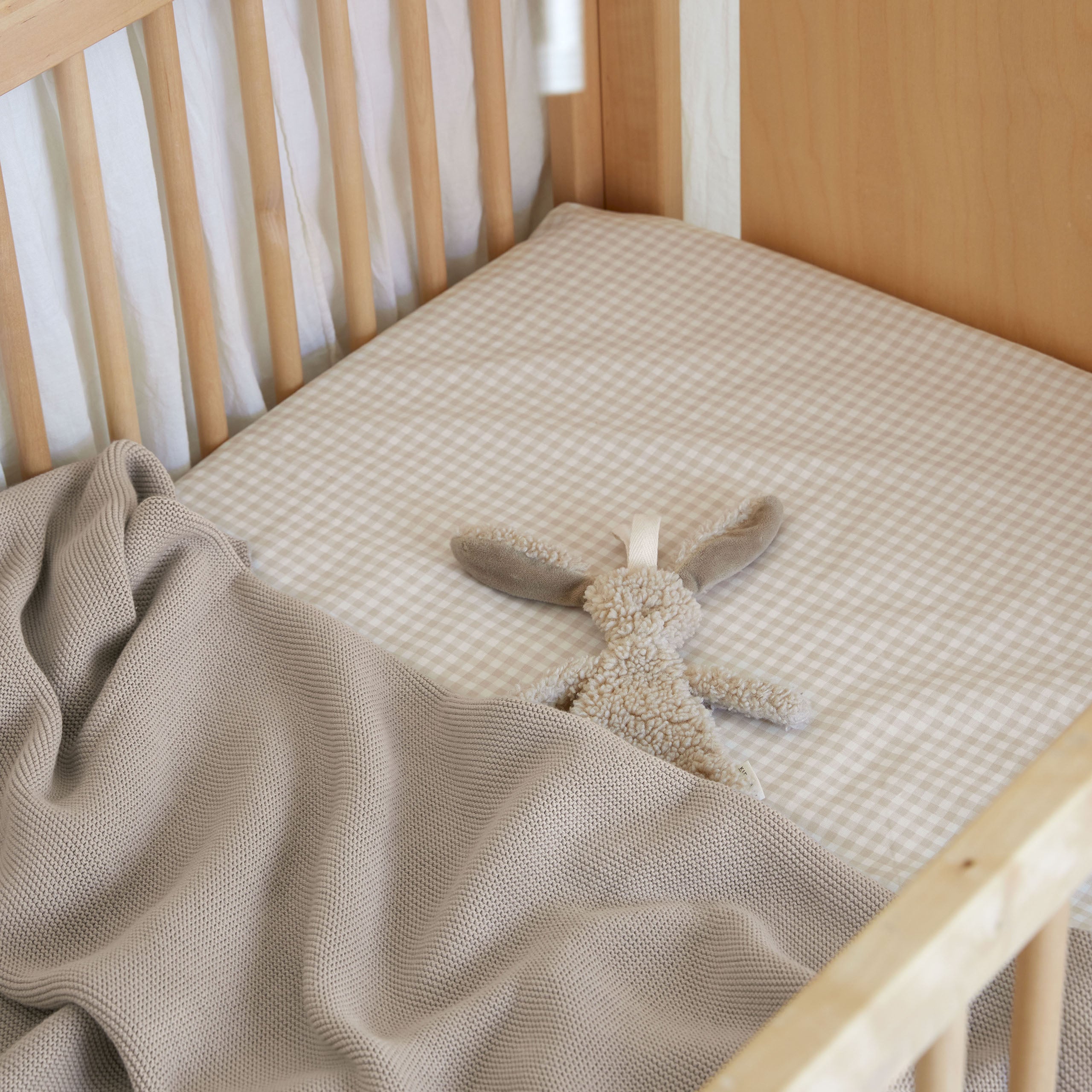 Ledikanthoeslaken  Mini Checkmates Beige