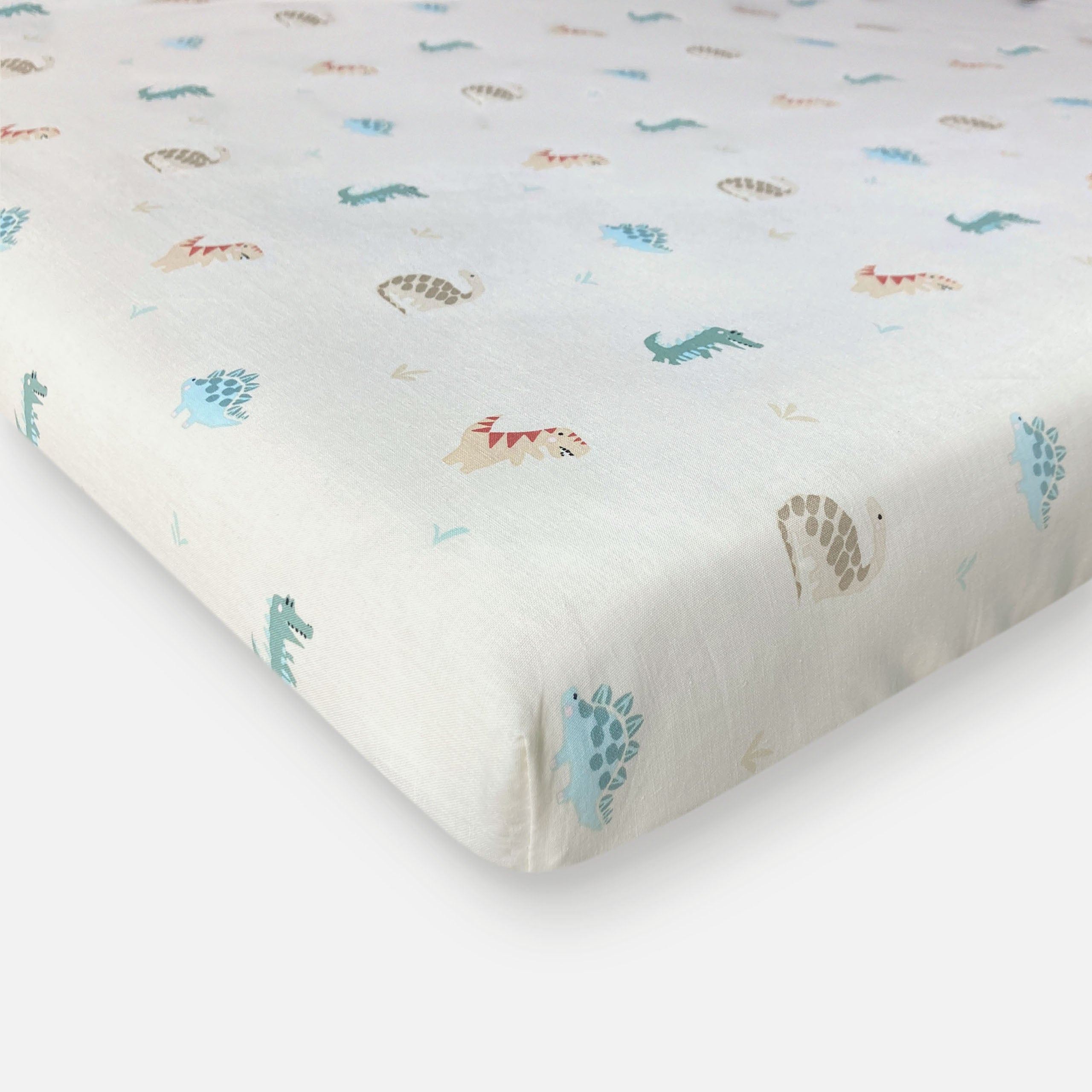 Ledikanthoeslaken  Tiny Saurus Groen