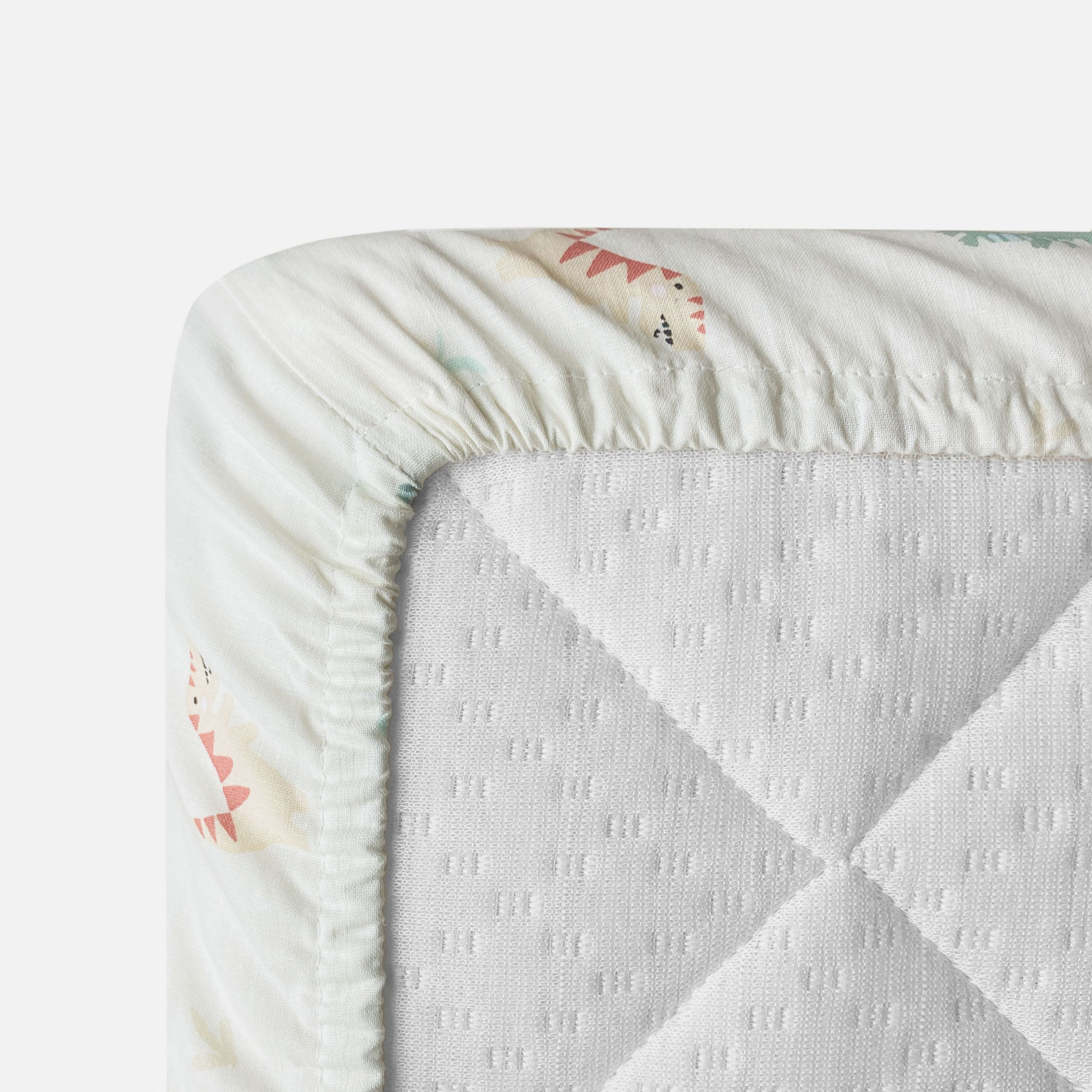 Ledikanthoeslaken Tiny Saurus Groen