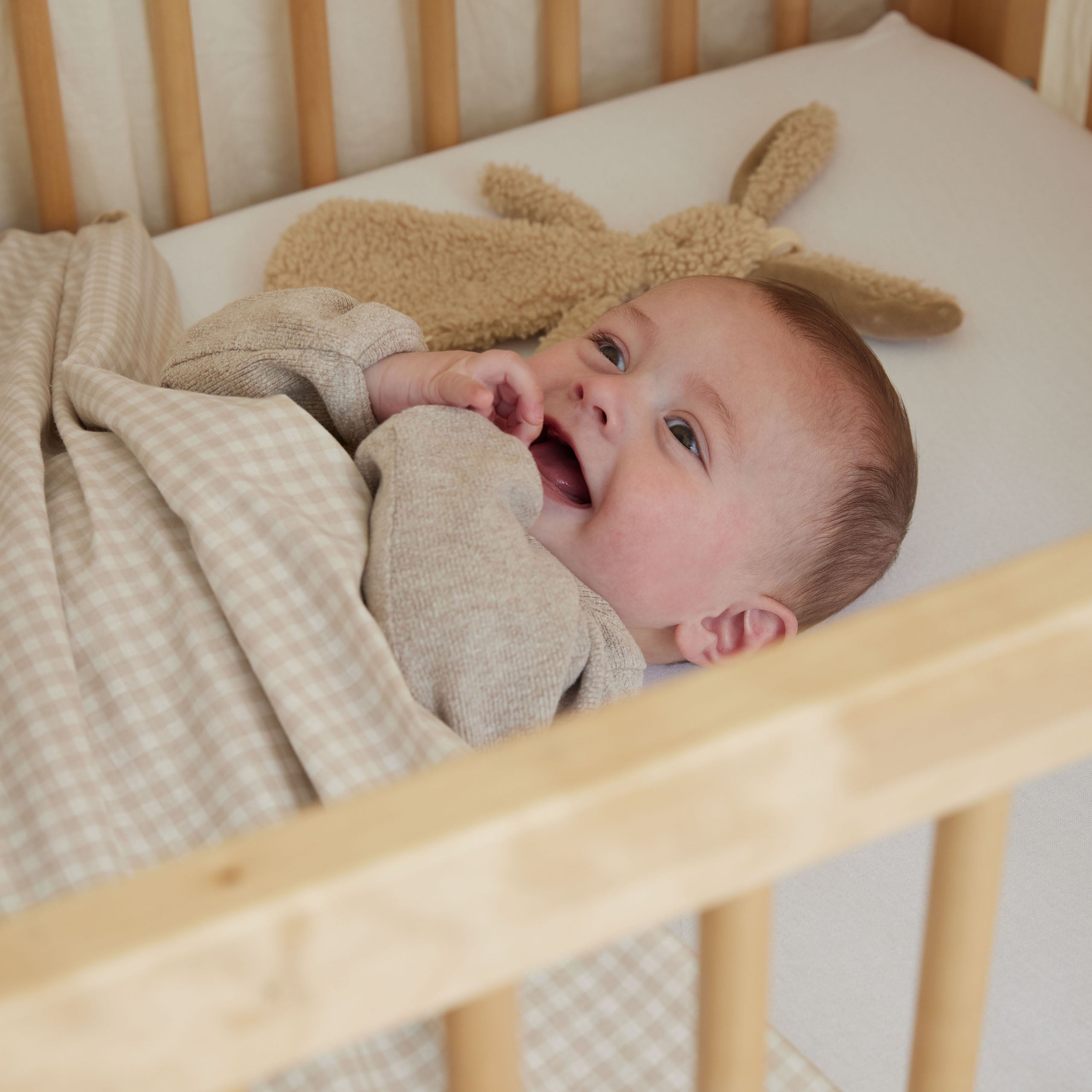 Ledikantlaken Mini Checkmates Beige