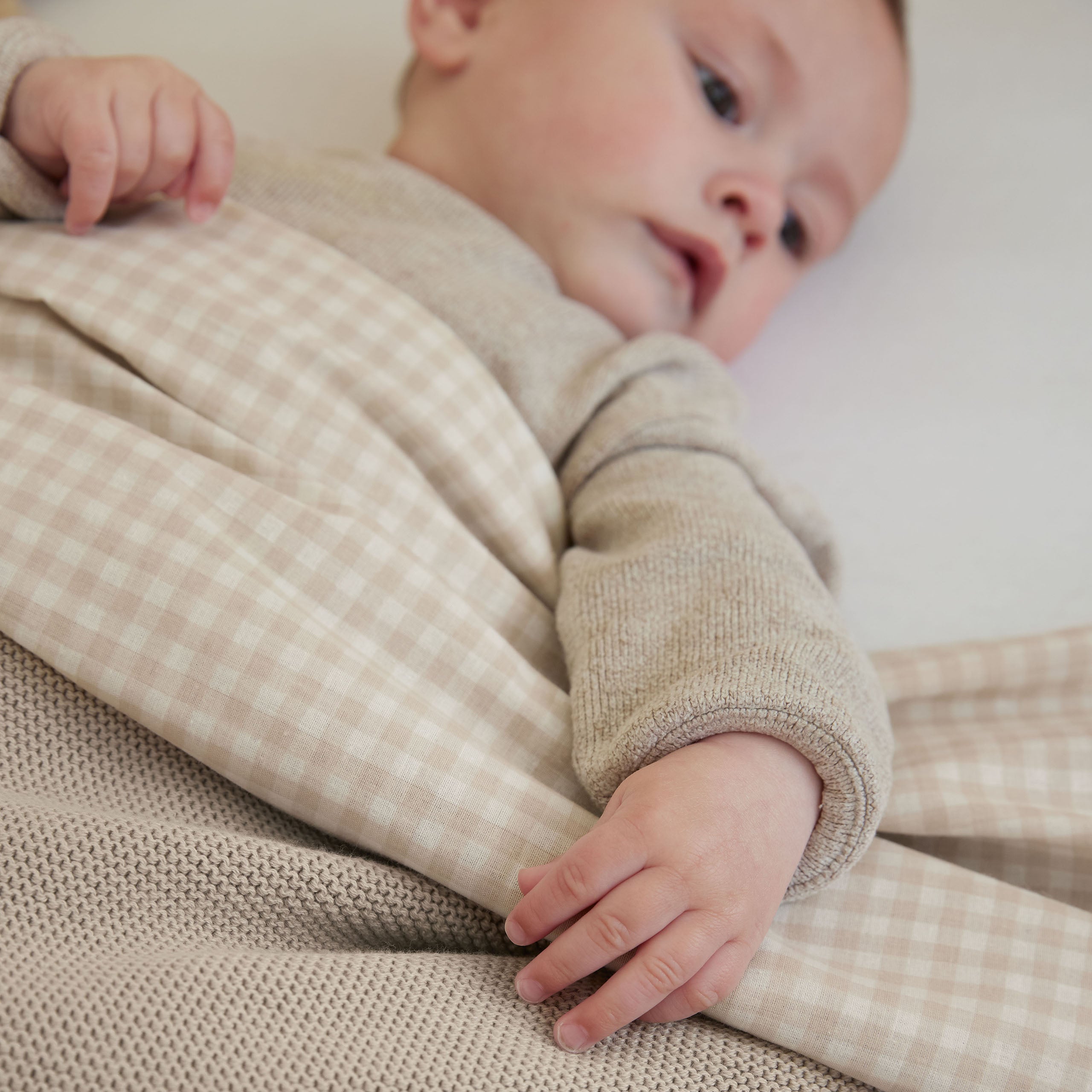 Ledikantlaken Mini Checkmates Beige