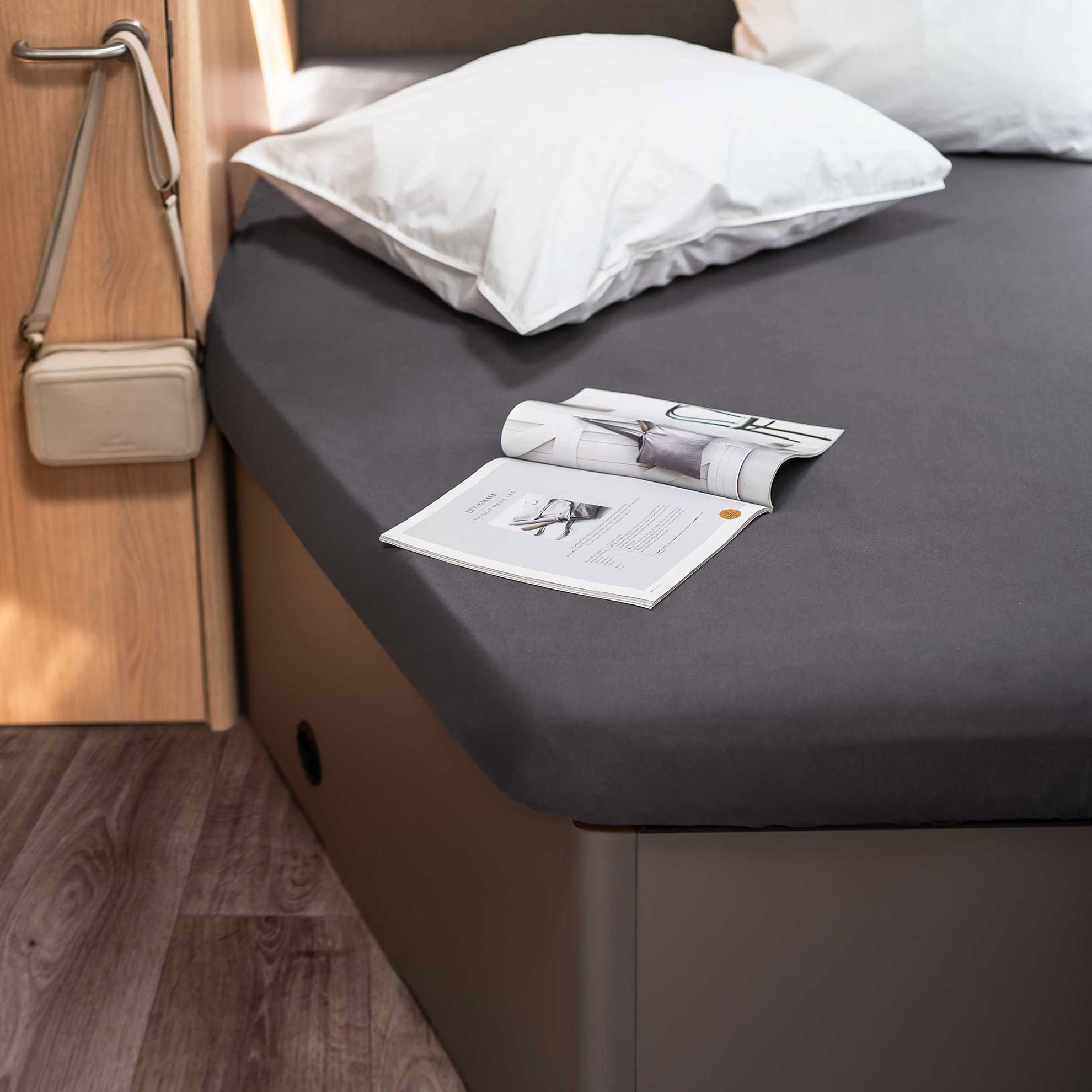 Walra Kampeer Hoeslaken Jersey Stretch Frans bed links 130/160x180/210 Antraciet