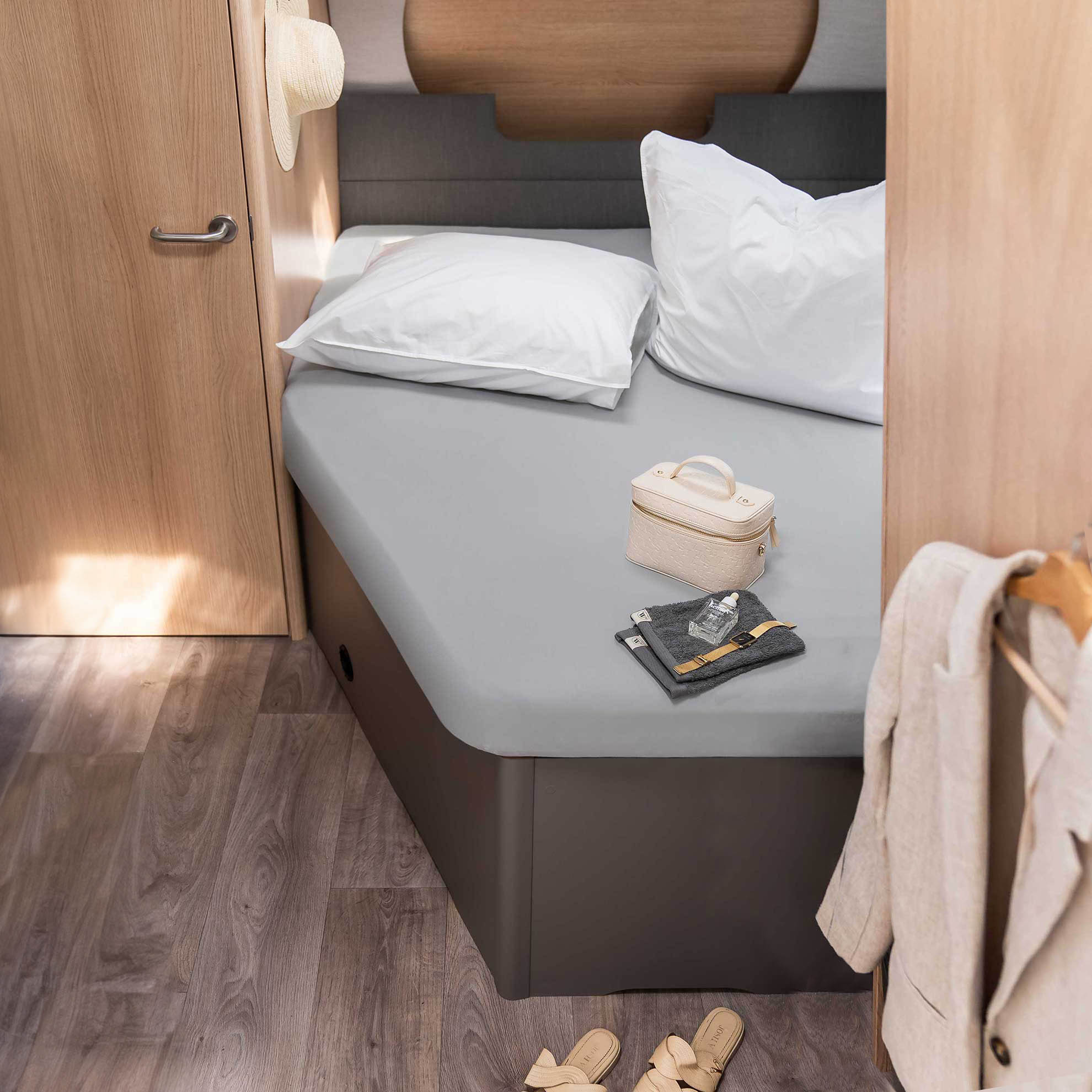 Walra Kampeer Hoeslaken Jersey Stretch Frans bed links 130/160x180/210 Grijs