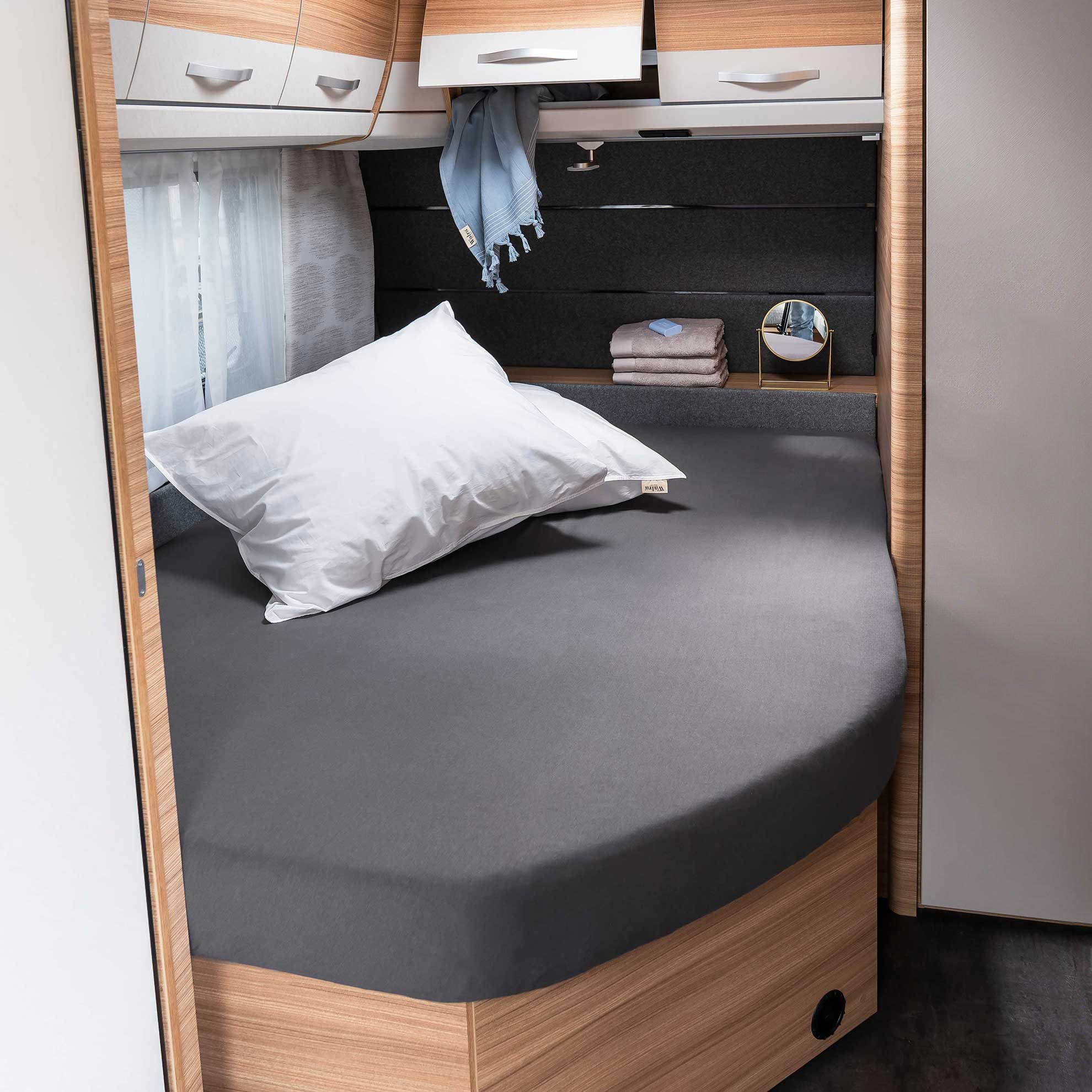 Walra Kampeer Hoeslaken Jersey Stretch Frans bed rechts 130/160x180/210 Antraciet