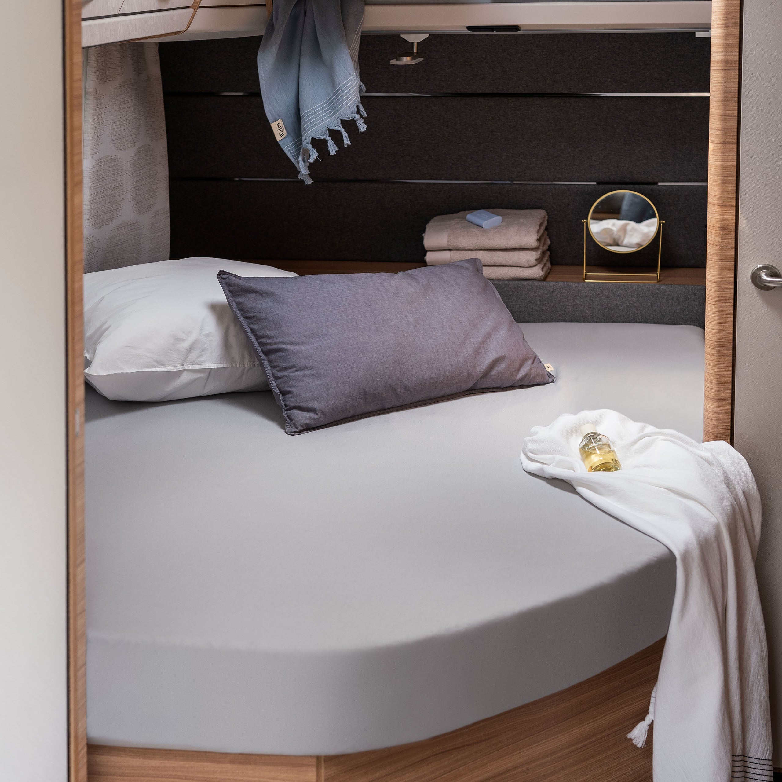 Walra Kampeer Hoeslaken Jersey Stretch Frans bed rechts 130/160x180/210 Grijs