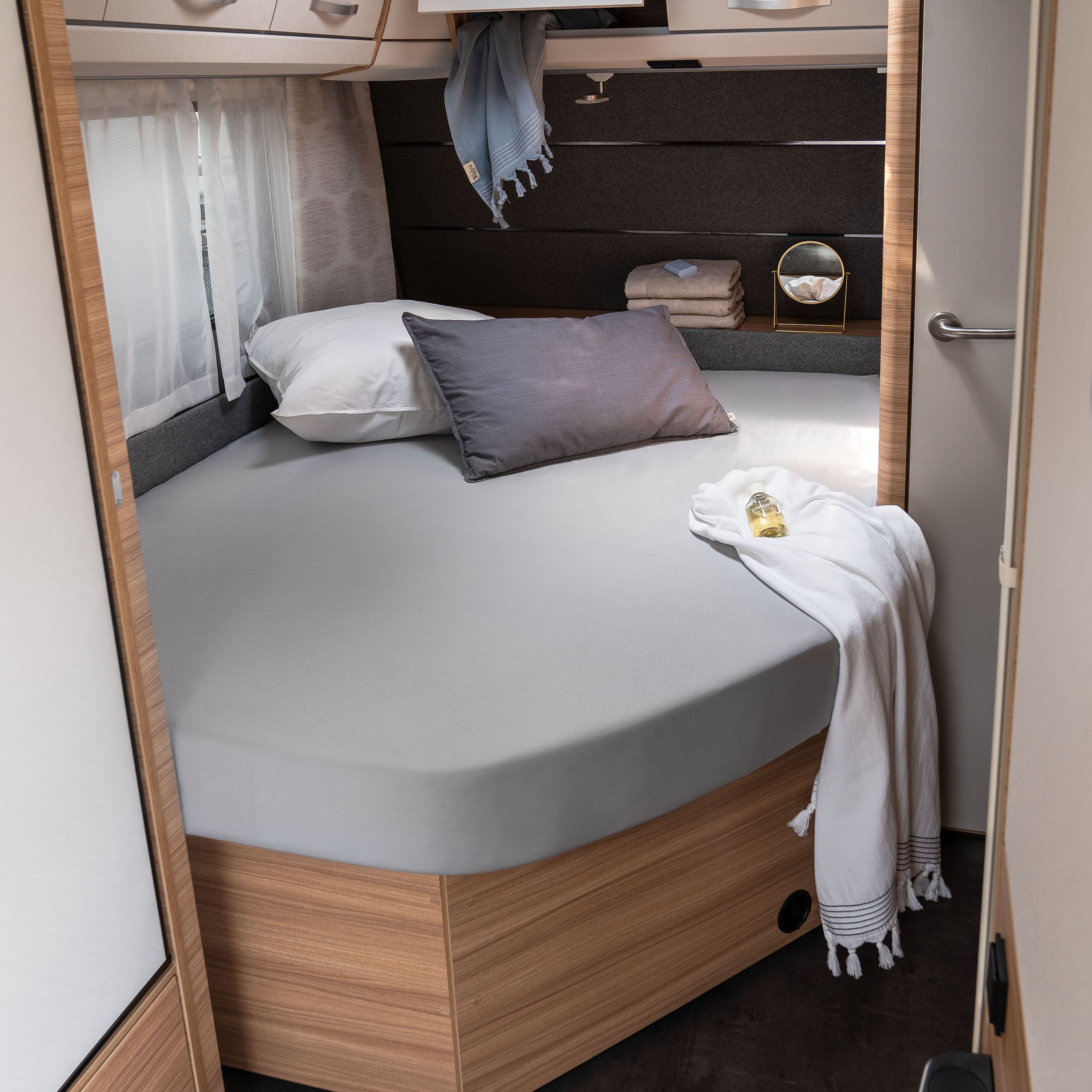 Walra Kampeer Hoeslaken Jersey Stretch Frans bed rechts 130/160x180/210 Grijs