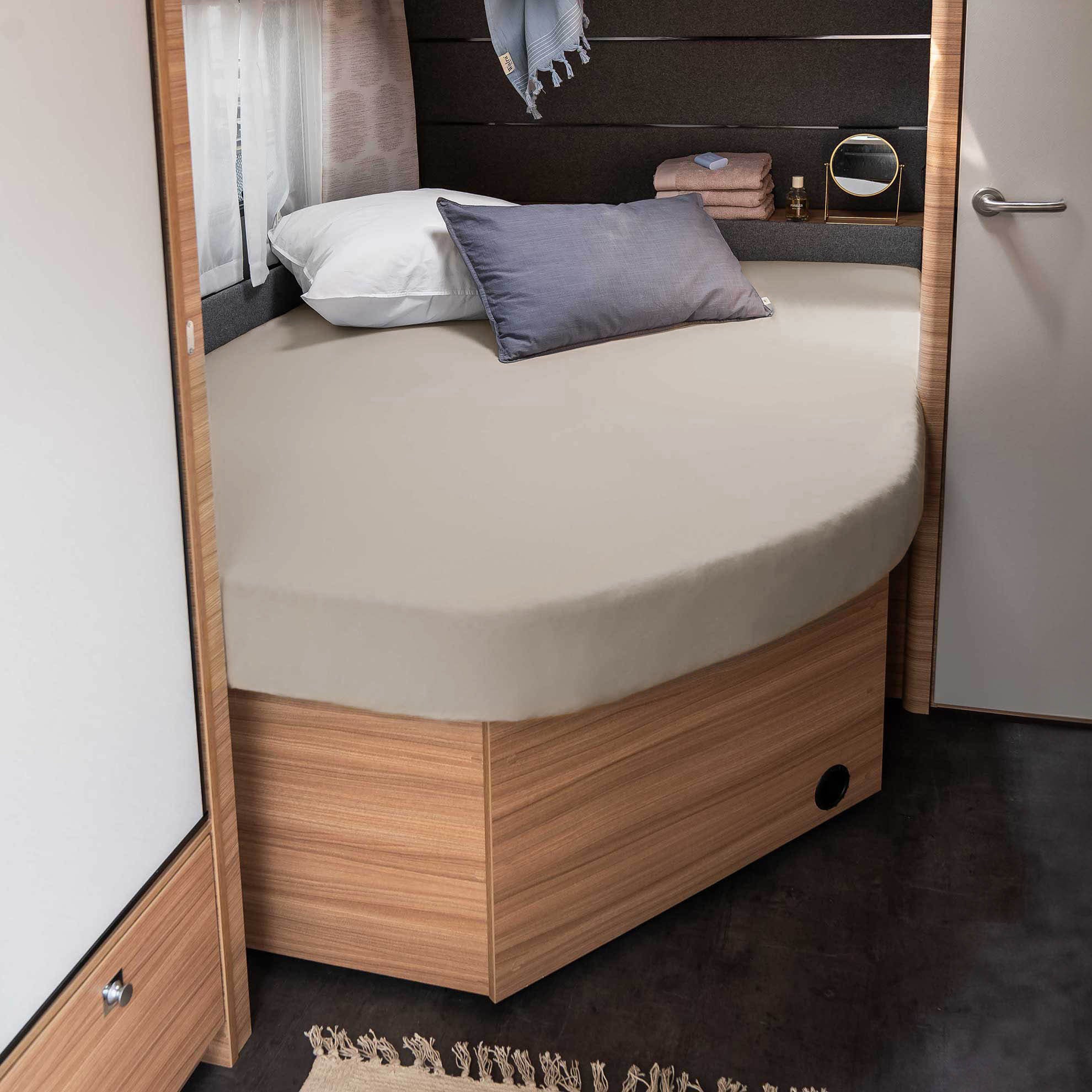 Walra Travel Hoeslaken Jersey Stretch Frans bed rechts 130/160x180/210 Zand