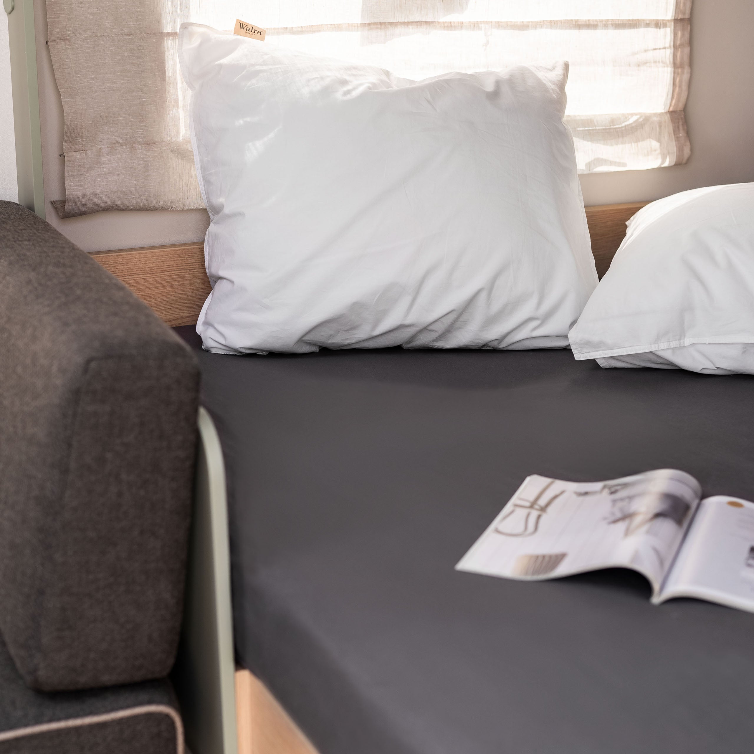 Walra Kampeer Hoeslaken Jersey Stretch Hefbed 130/160x185/210 Antraciet