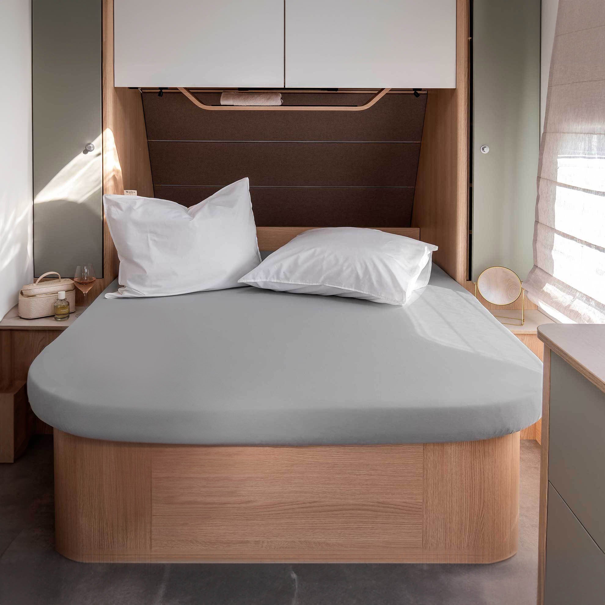 Walra Kampeer Hoeslaken Jersey Stretch Queensbed 130/160x185/210 Grijs