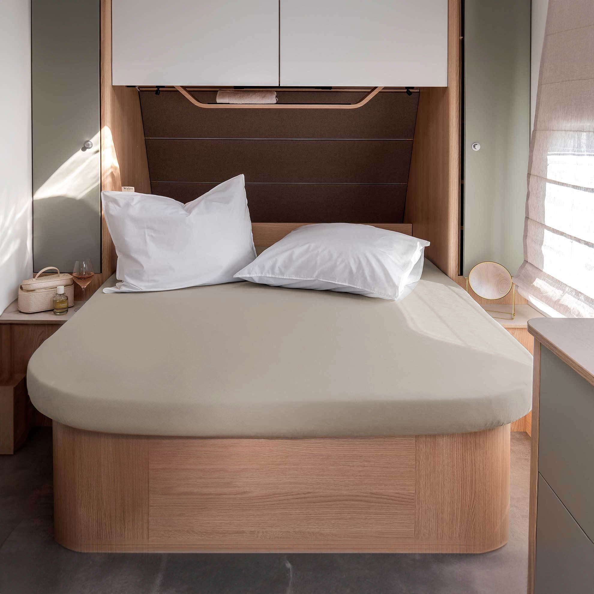 Walra Travel Hoeslaken Jersey Stretch Queensbed 130/160x185/210 Zand