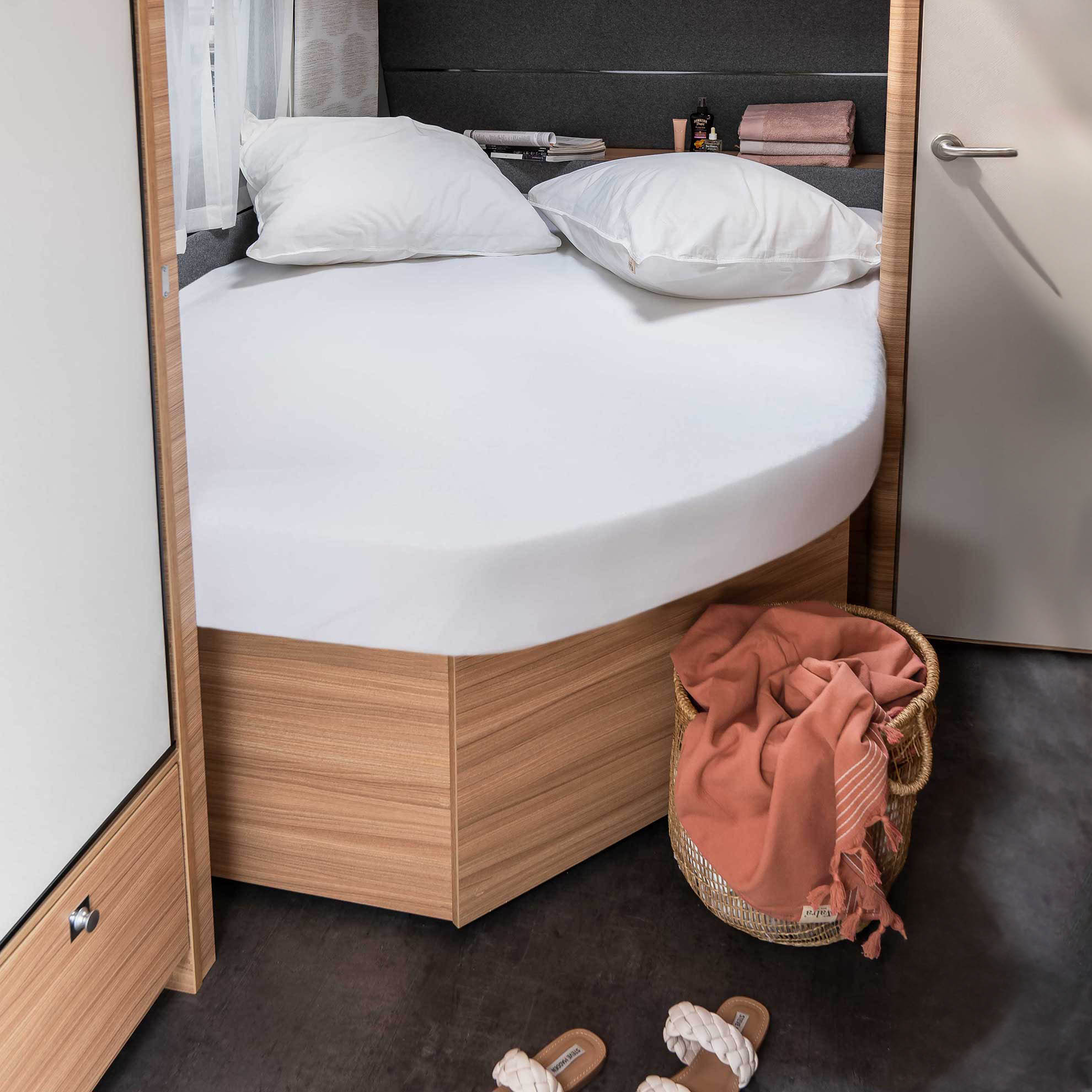 Walra Travel Molton Cotton Cover Frans bed rechts 130/160x180/210 Wit