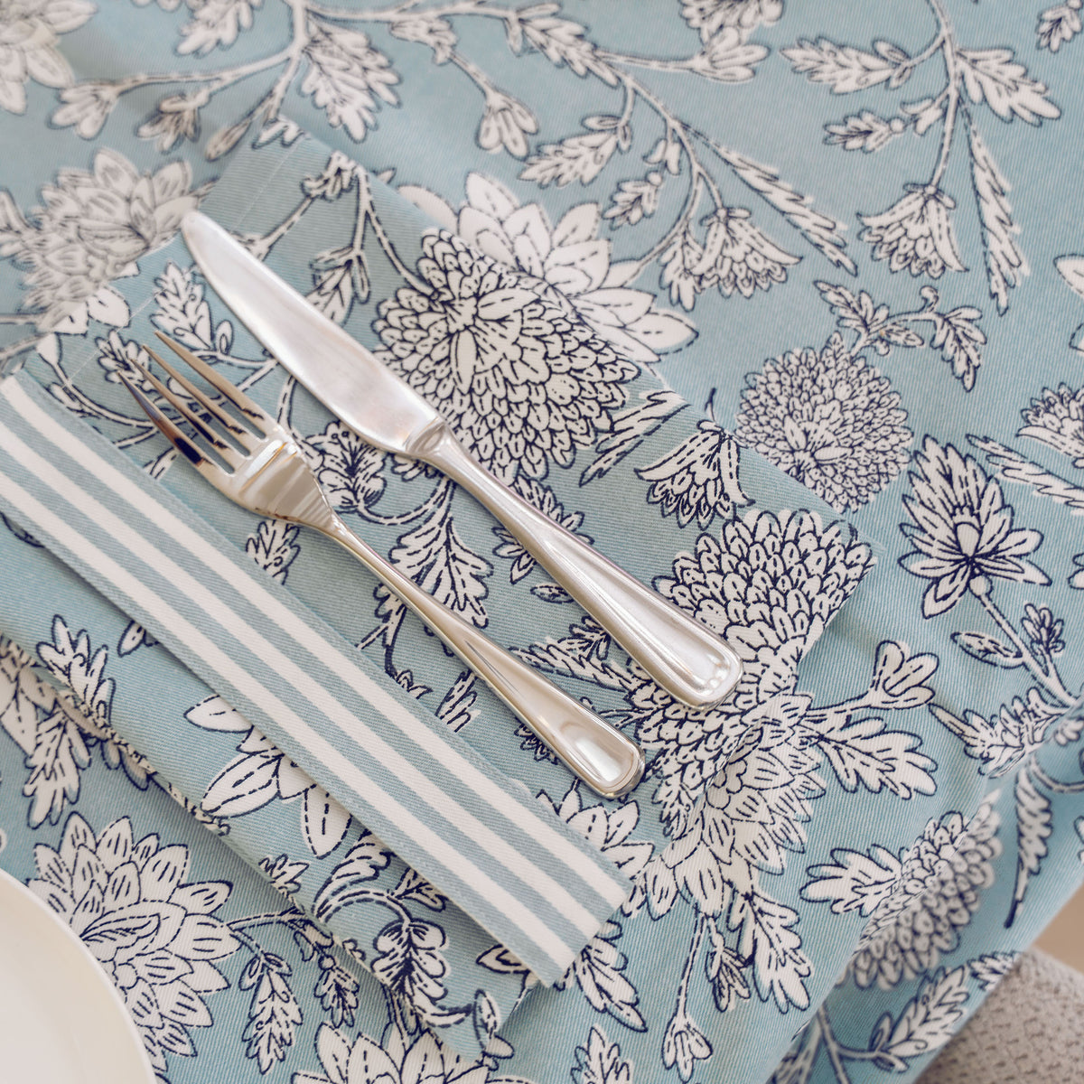 Walra - Servet Set Breezing Bloom - Lichtblauw - Set van 2