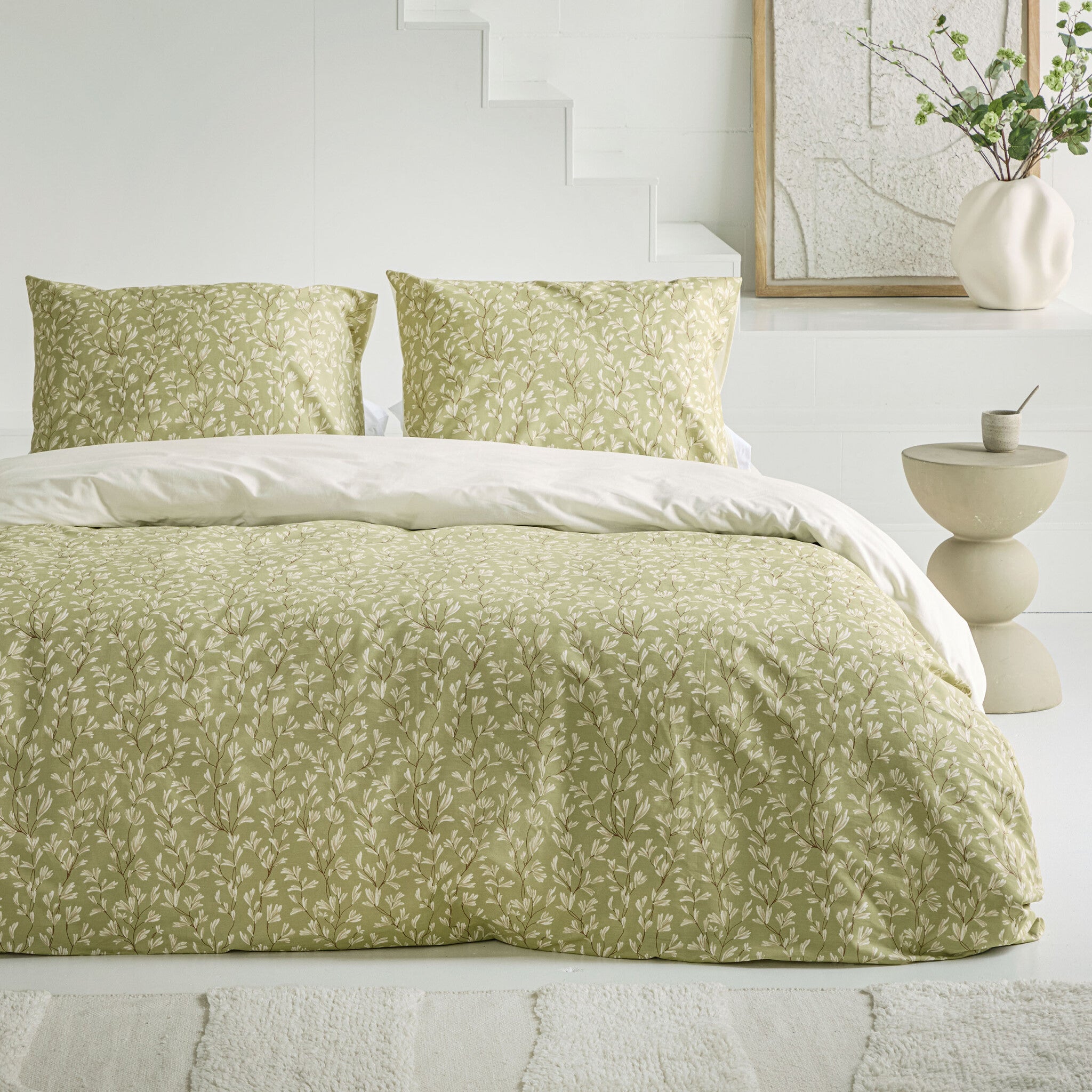 Dekbedovertrek Blooming Grace Groen / Wit