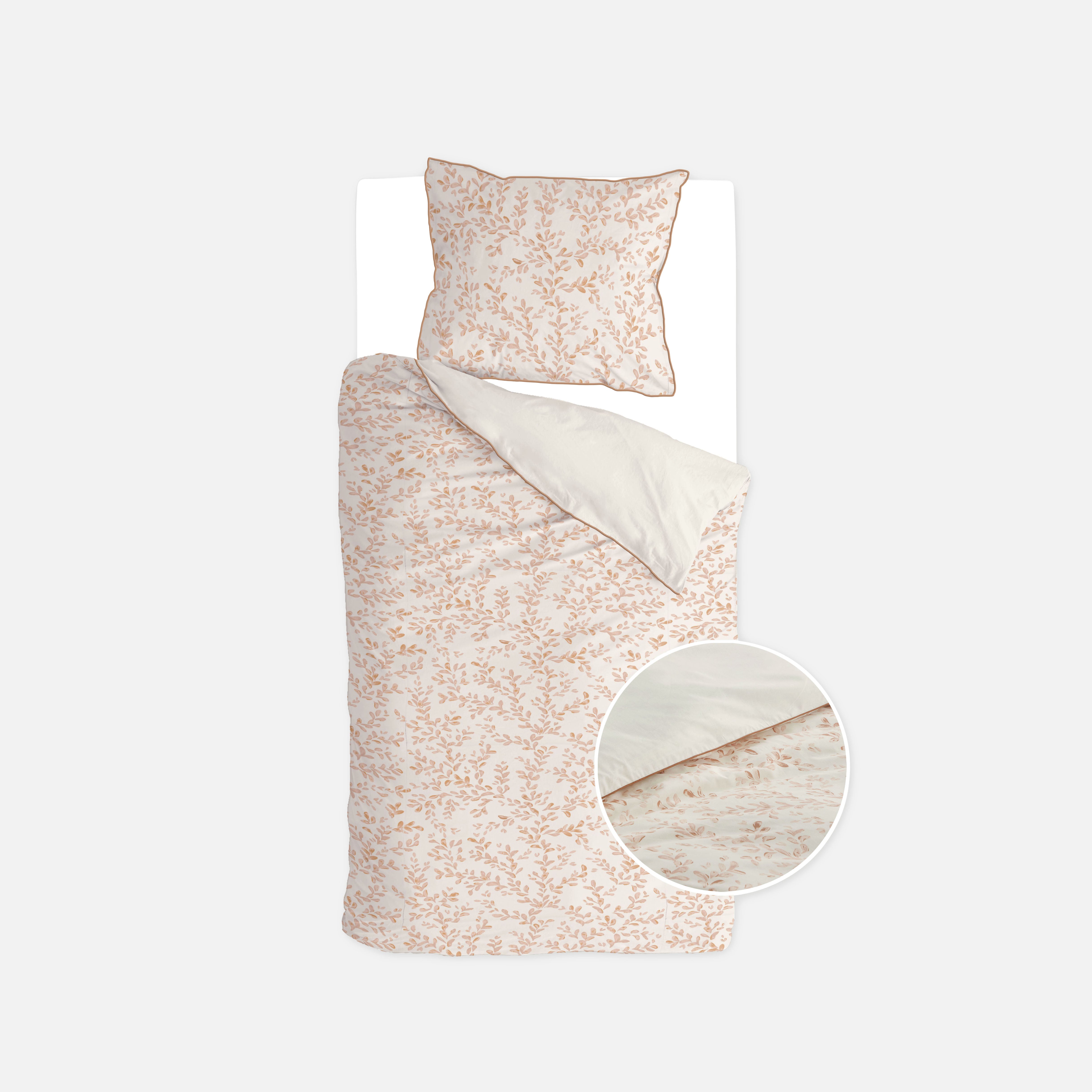 Dekbedovertrek Blushed Leaves Off White / Roze