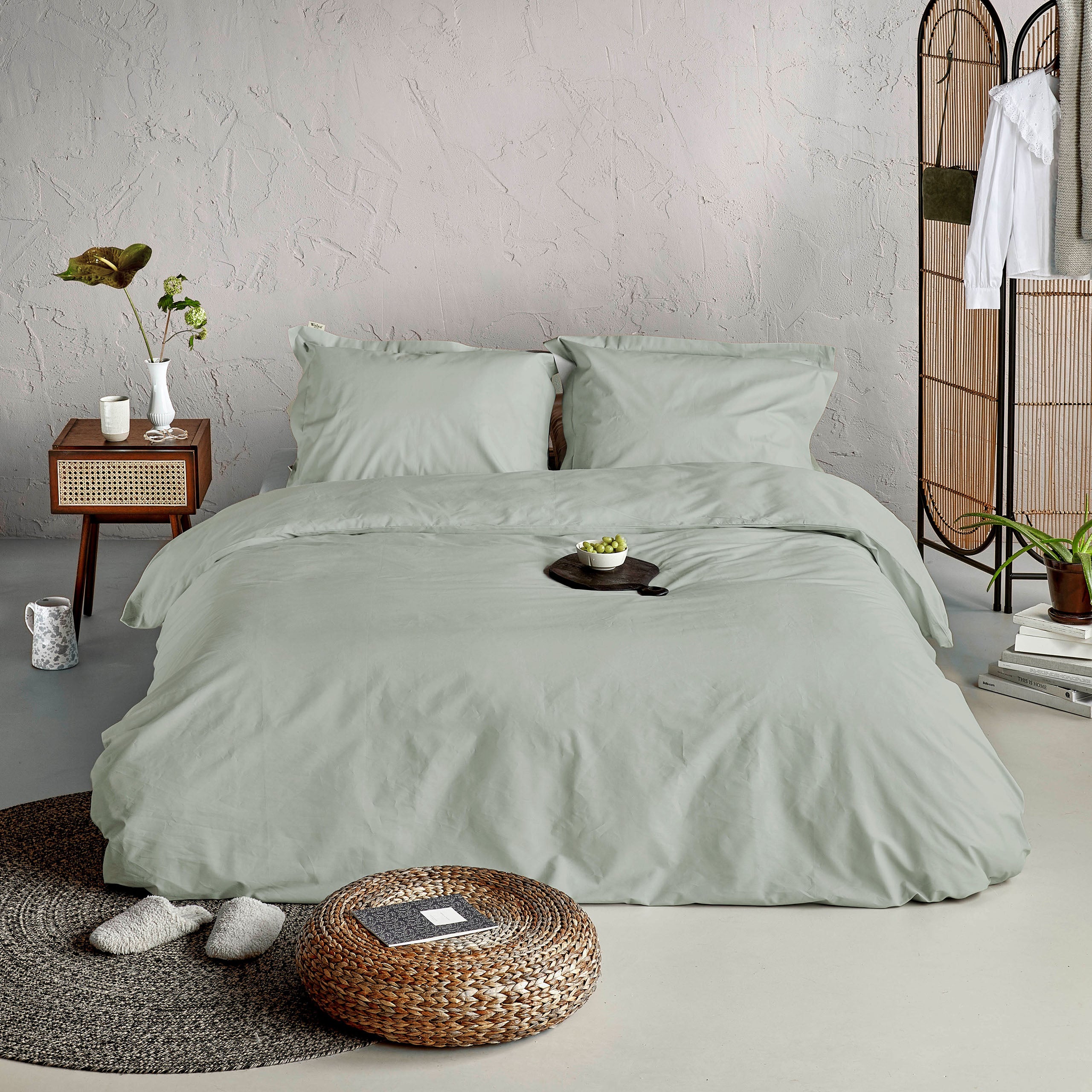 Dekbedovertrek Forever Cotton Licht Grijs / Groen
