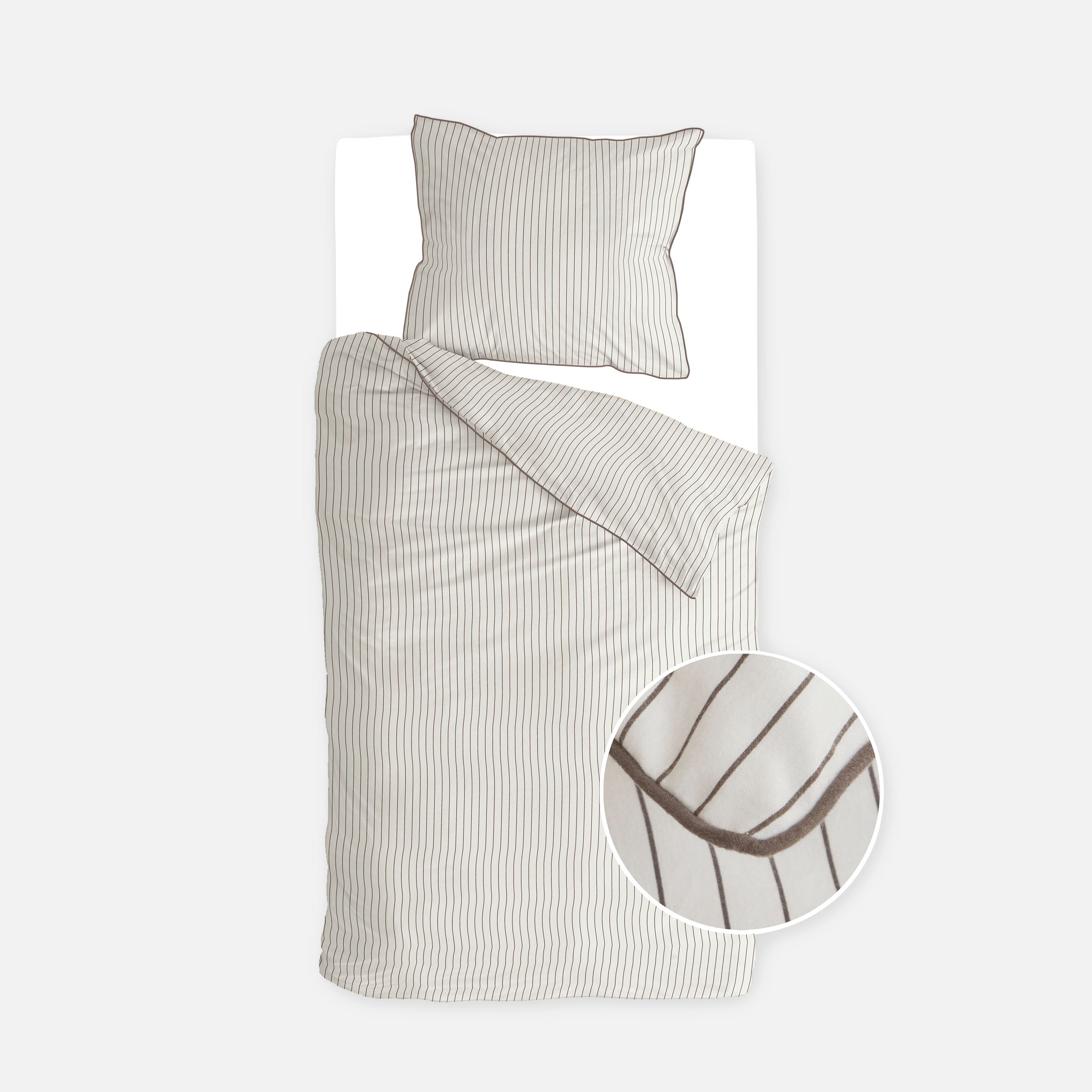 Dekbedovertrek Gentle Stripes Off White / Bruin