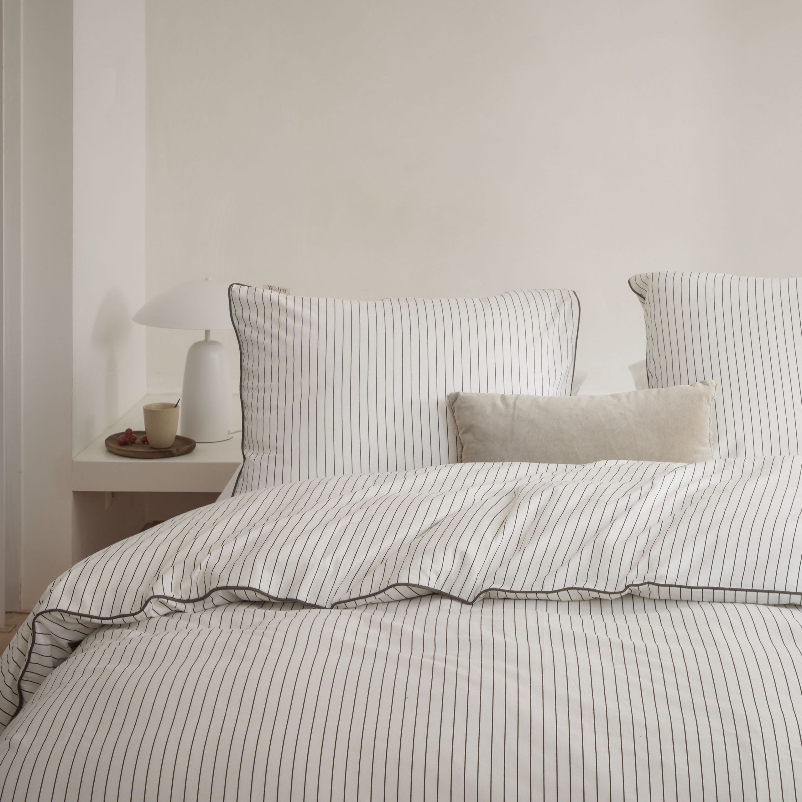 Dekbedovertrek Gentle Stripes Off White / Bruin