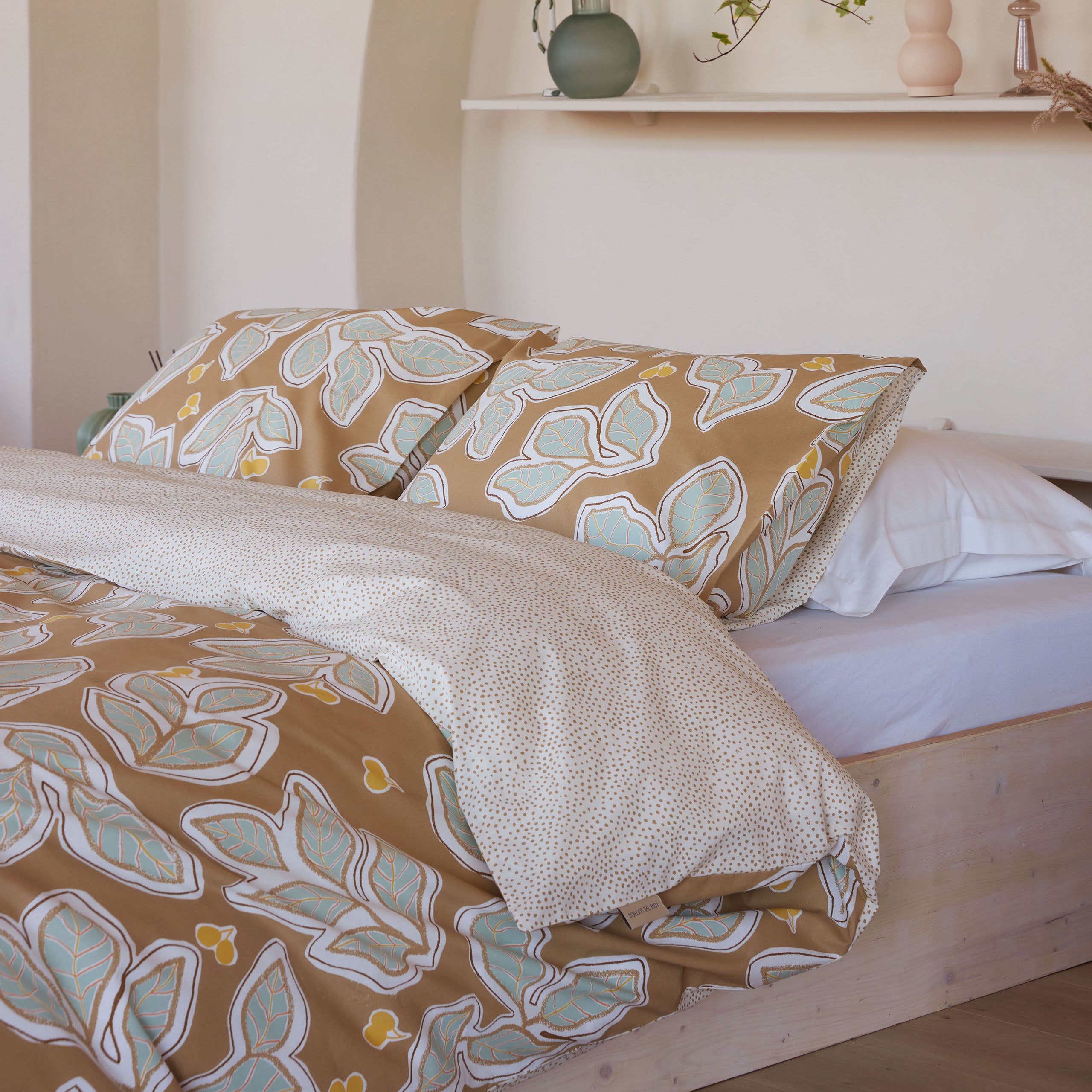 Dekbedovertrek Lovely Leaves Bruin / Beige