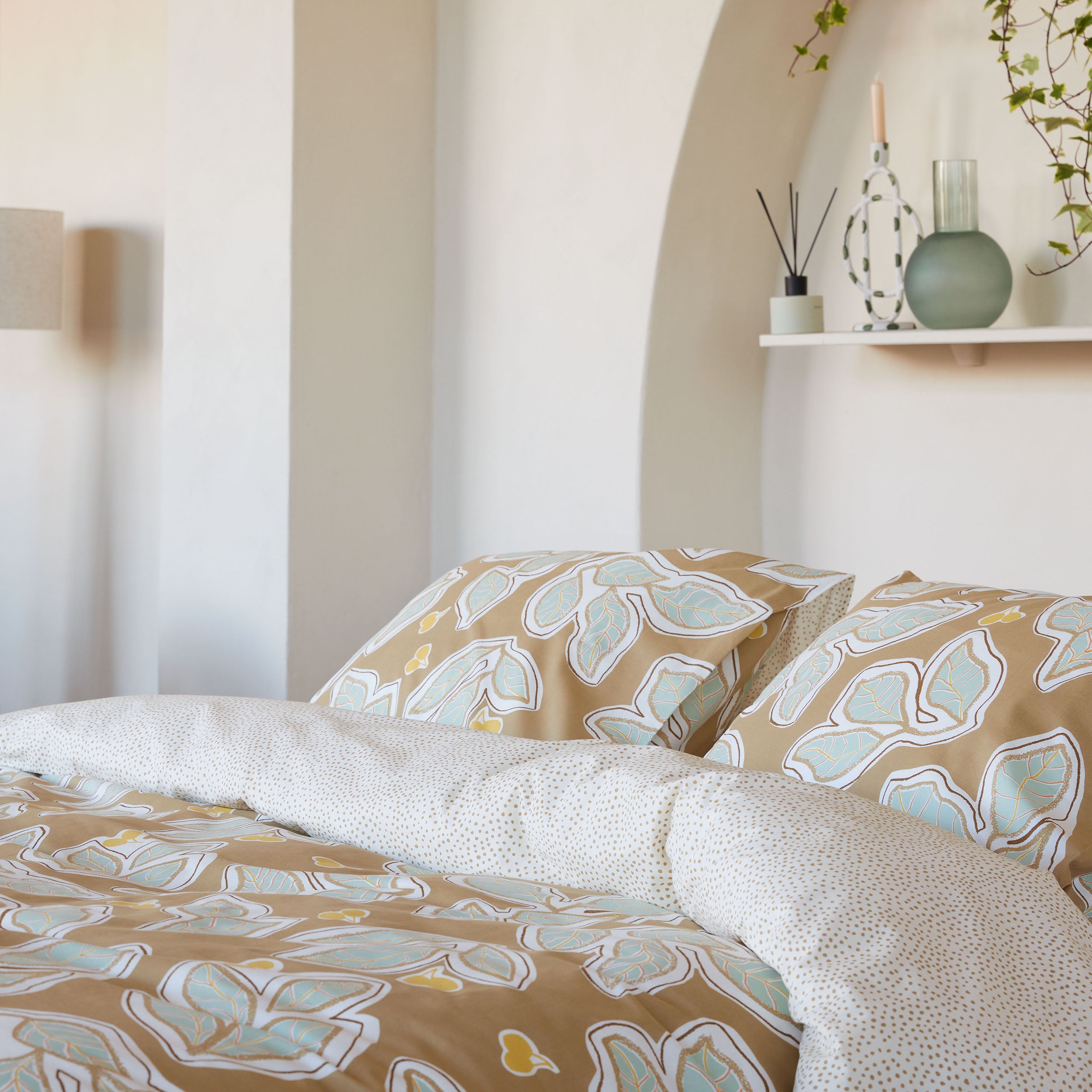 Dekbedovertrek Lovely Leaves Bruin / Beige