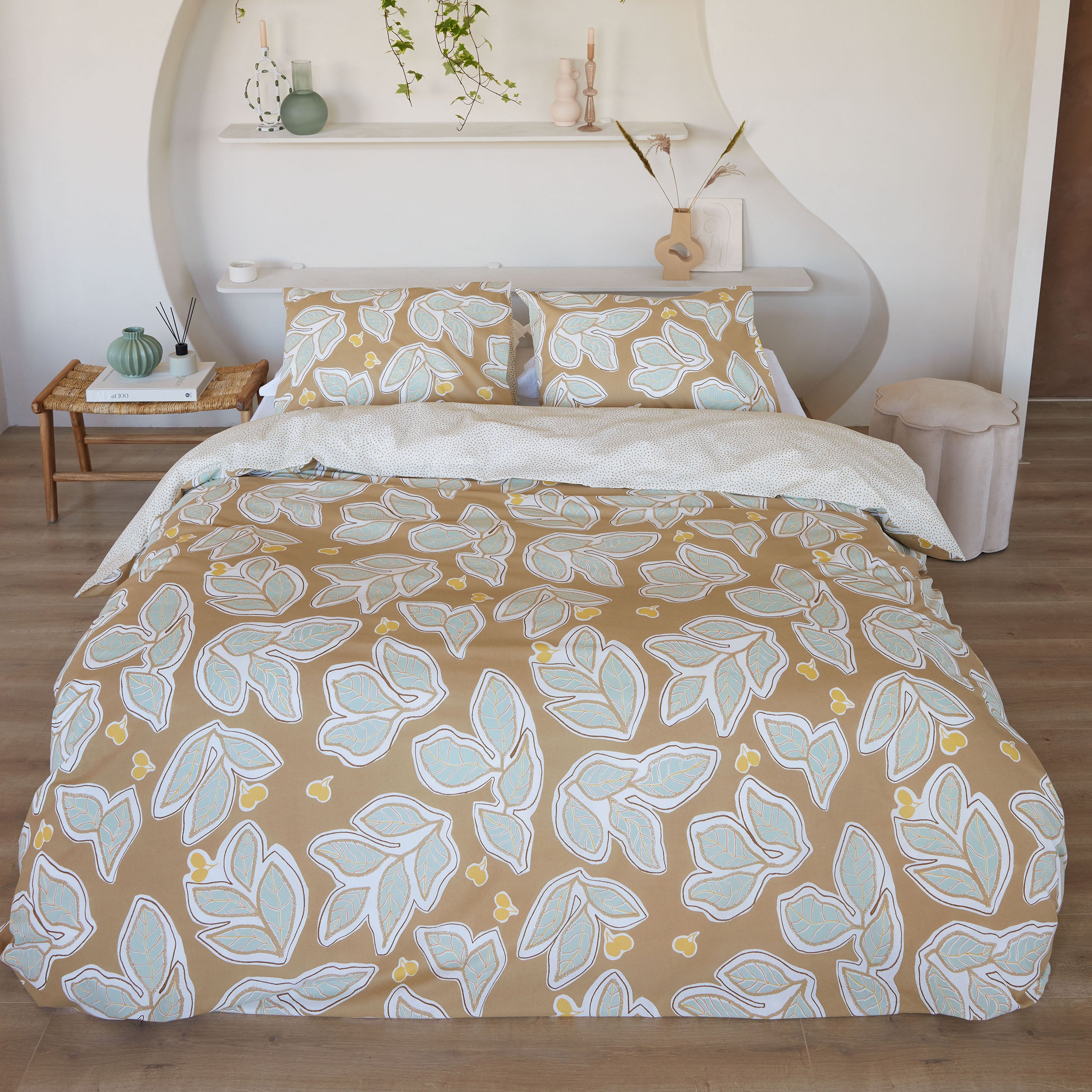 Dekbedovertrek Lovely Leaves Bruin / Beige