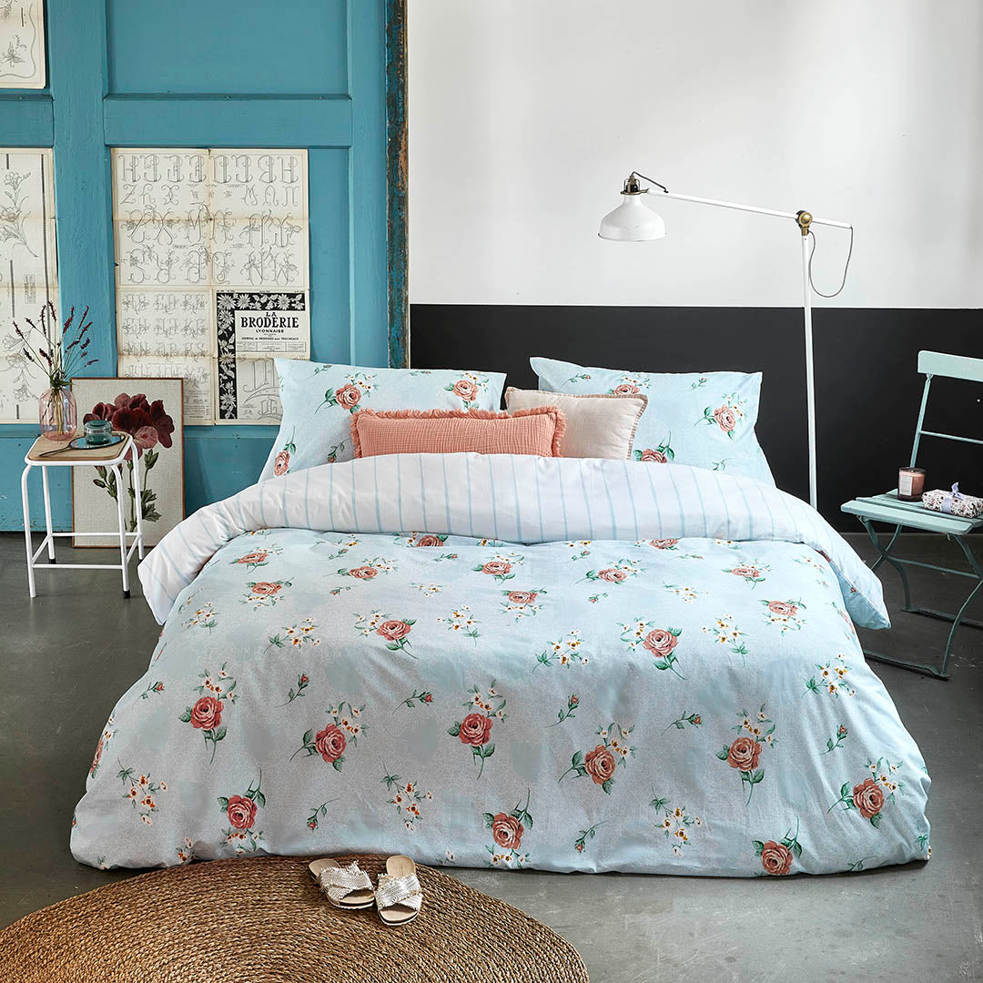 Dekbedovertrek Red Roses Blauw