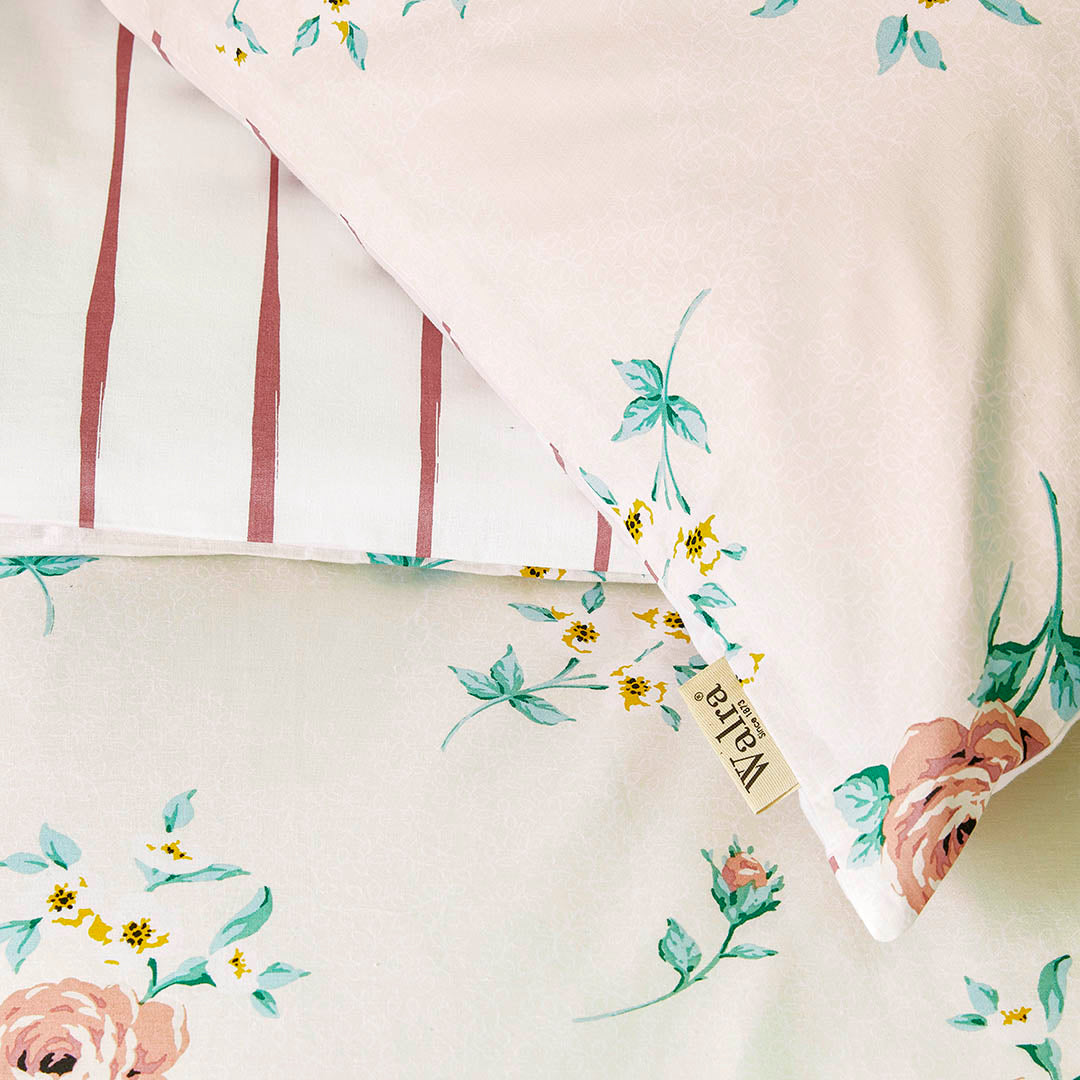 Dekbedovertrek Red Roses Off White