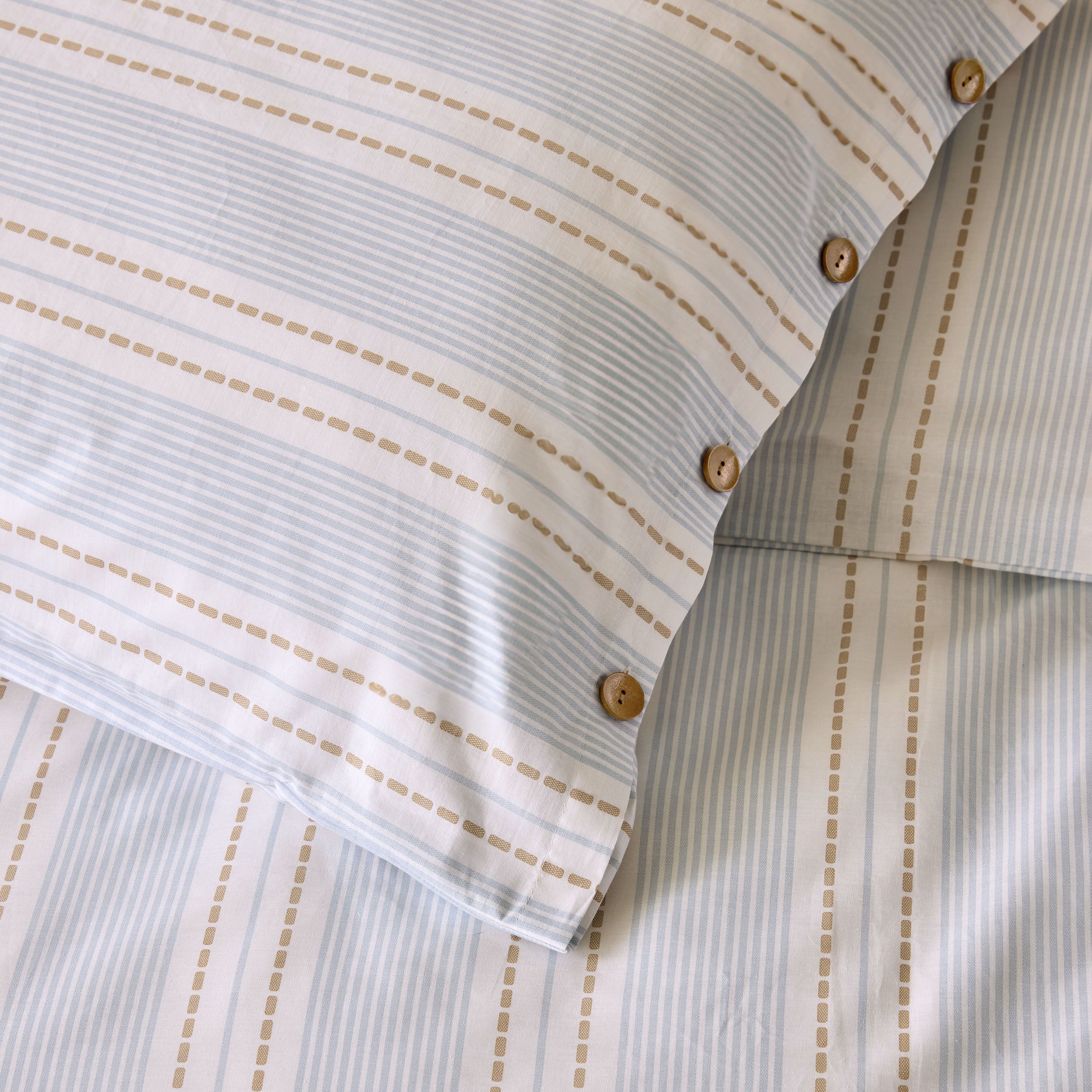 Dekbedovertrek Remade Striped Harmony Off White / Blauw