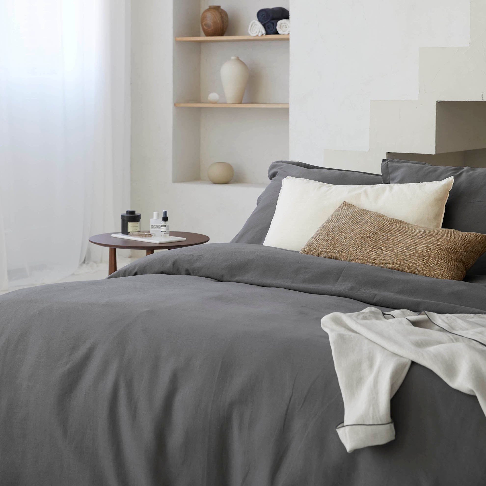 Dekbedovertrek Vintage Satin Antraciet