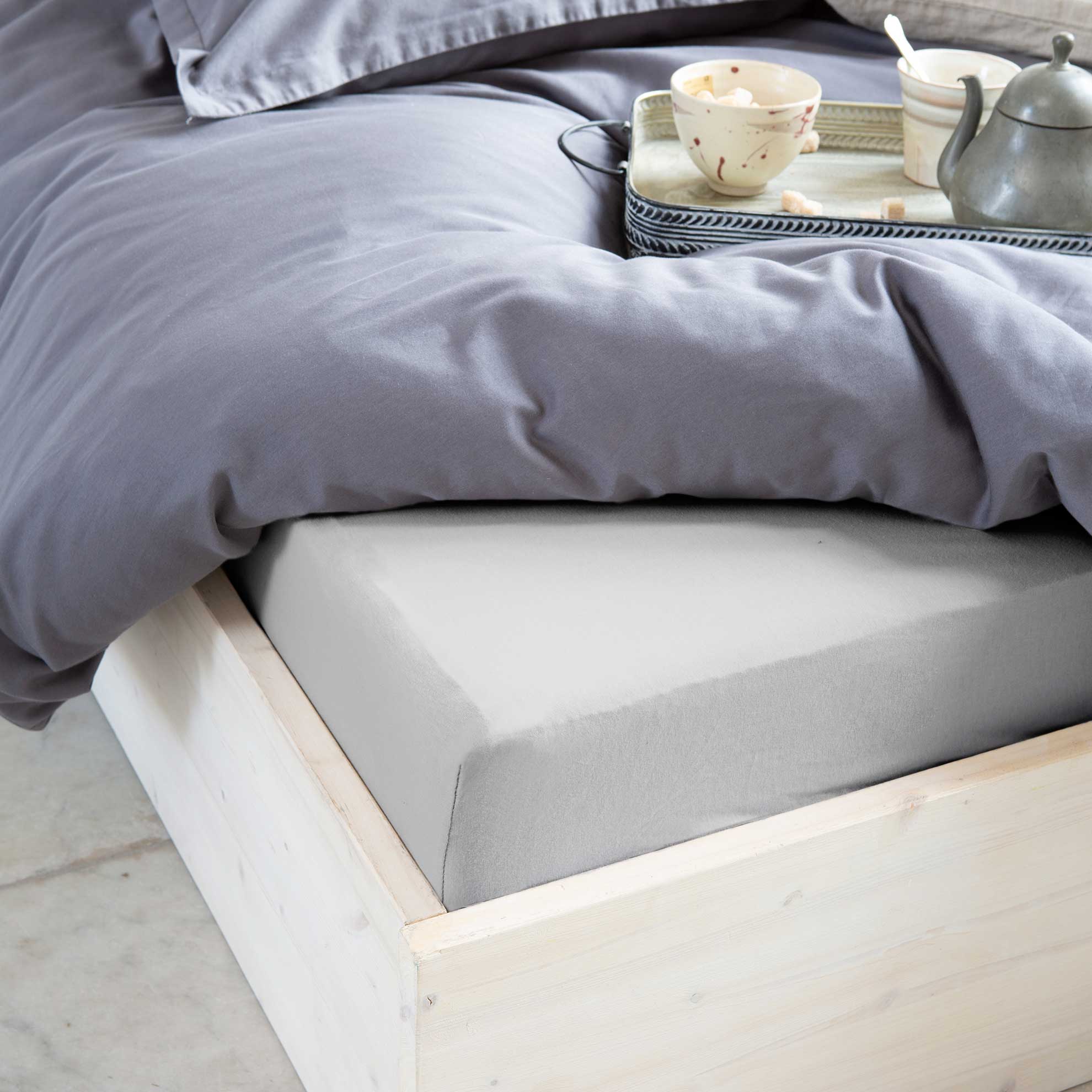 Hoeslaken Crispy Cotton Grijs