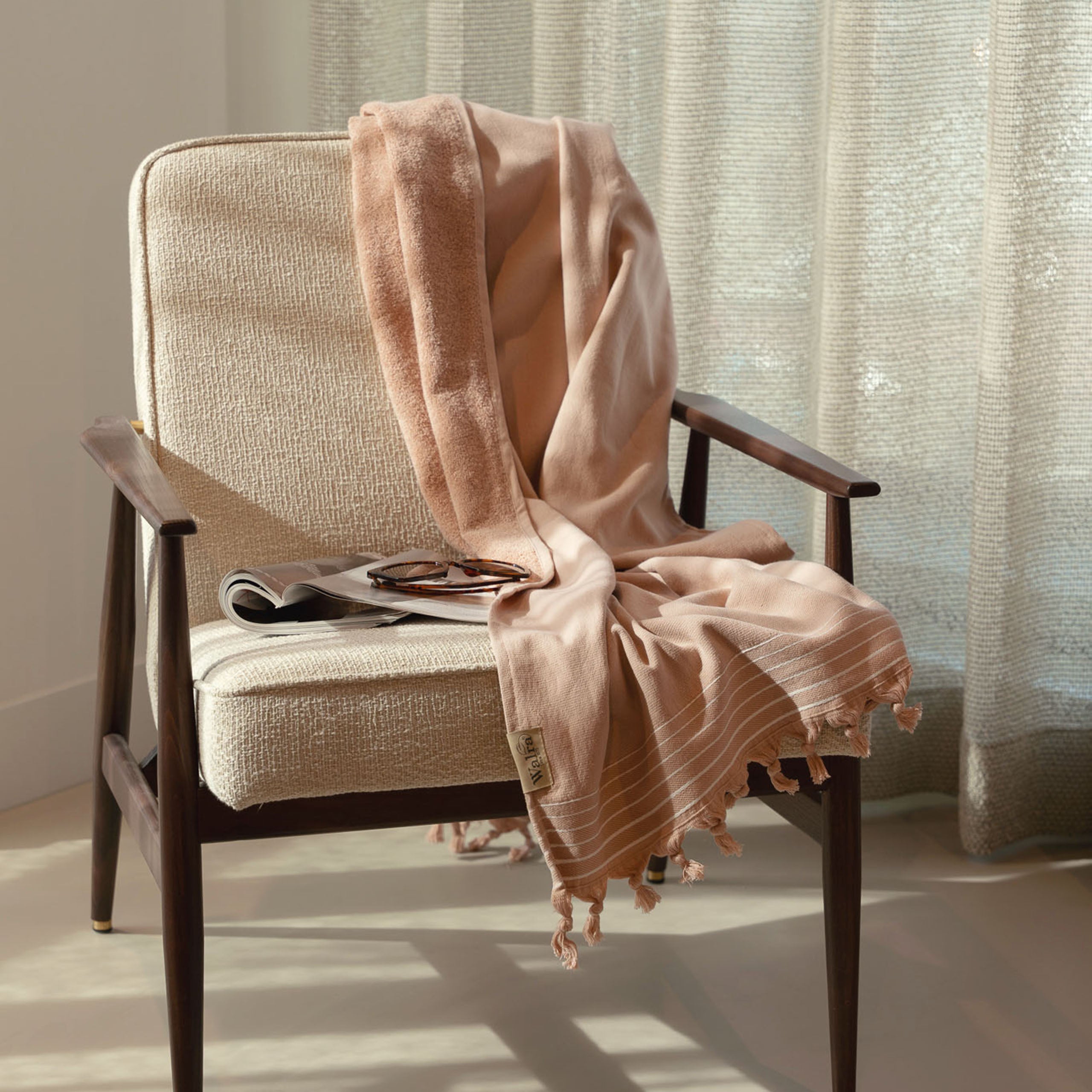 Hamamdoek Remade Cotton Poeder Roze 90x180