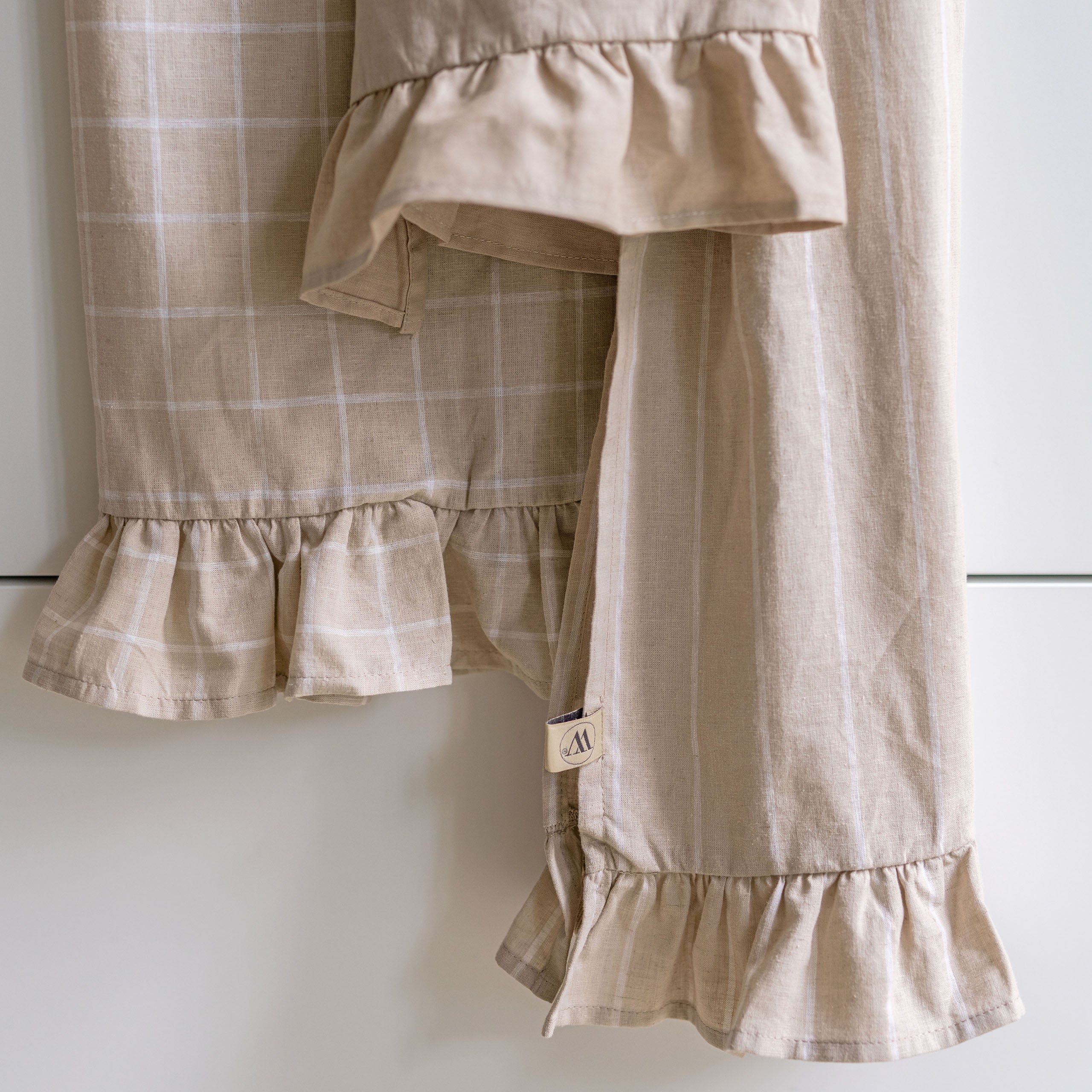Keukenset Lovely Linen Ruffles Naturel 3x 50x70